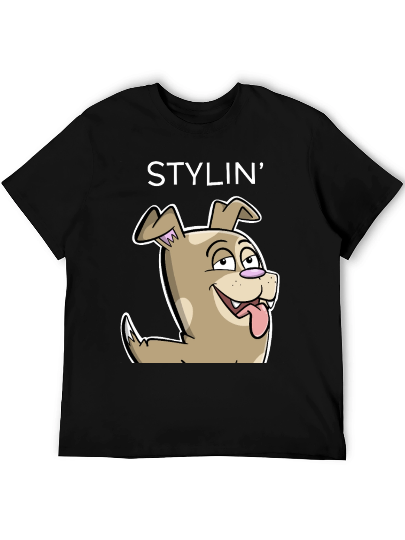 Black Stylin' Dog Cartoon Graphic Tee - Unisex view 5
