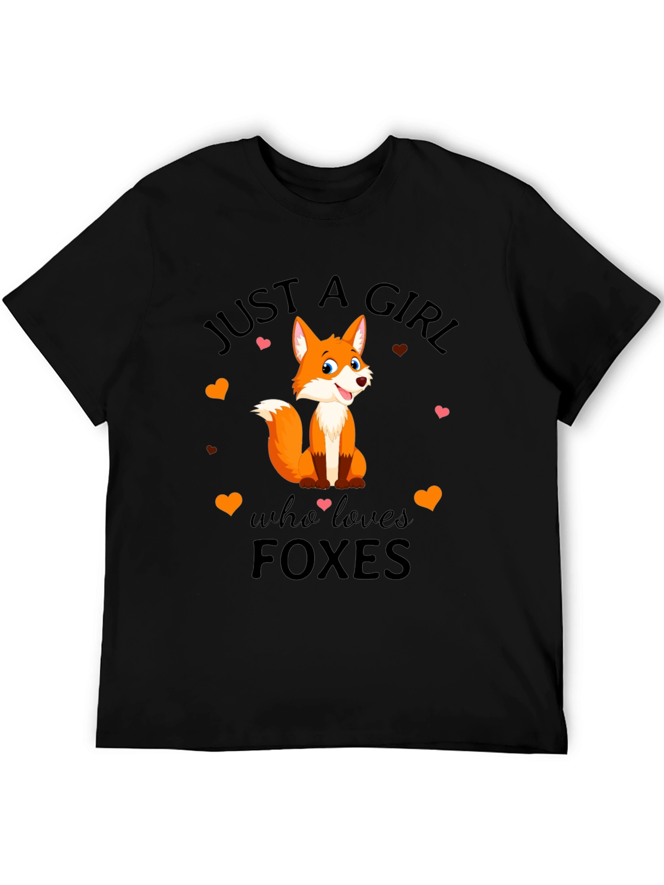 Black Just A Girl Who Loves Foxes T-Shirt view 5