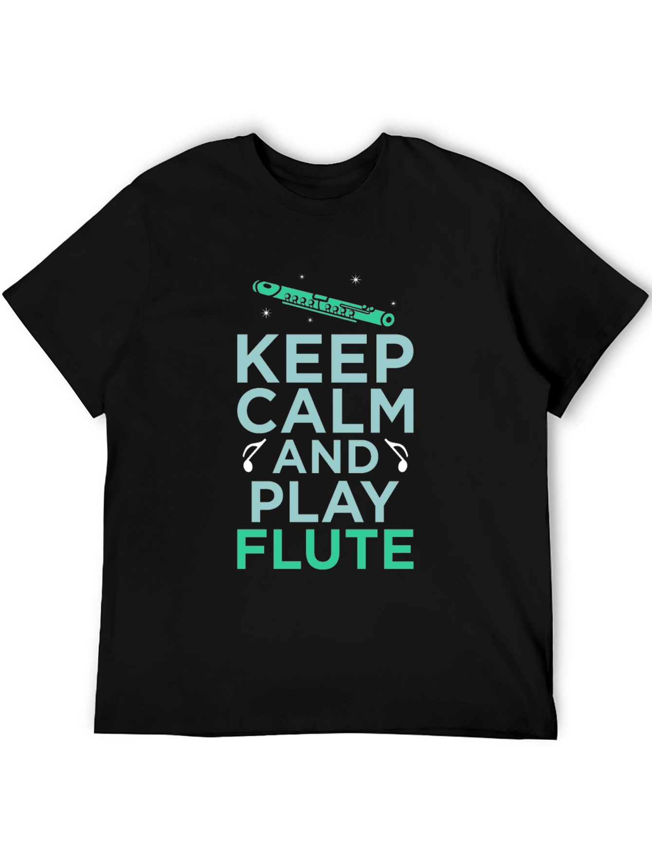 Black Keep Calm Play Flute T-Shirt Musician Tee view 5