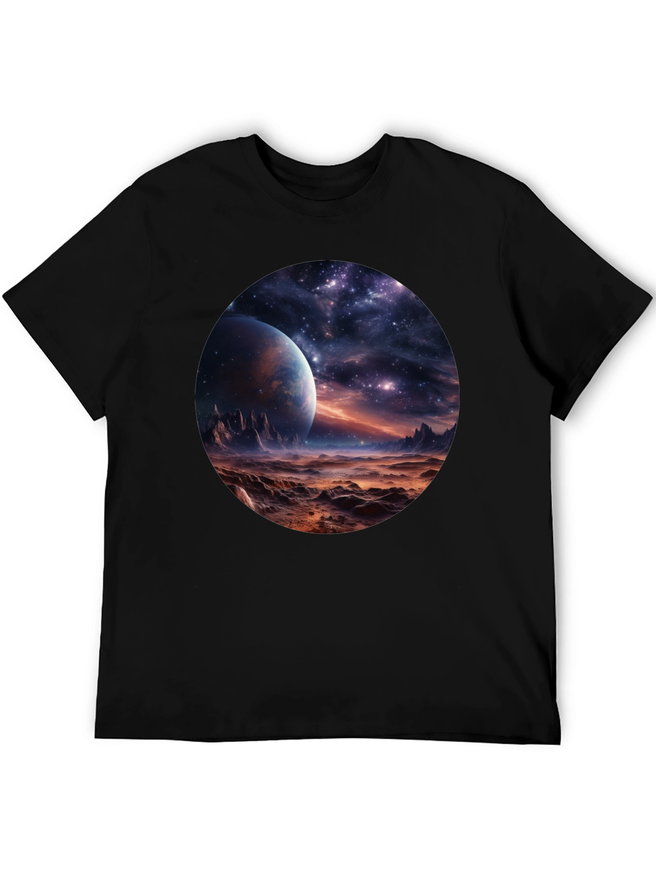 Black Cosmic Planet Graphic Tee - Black view 5