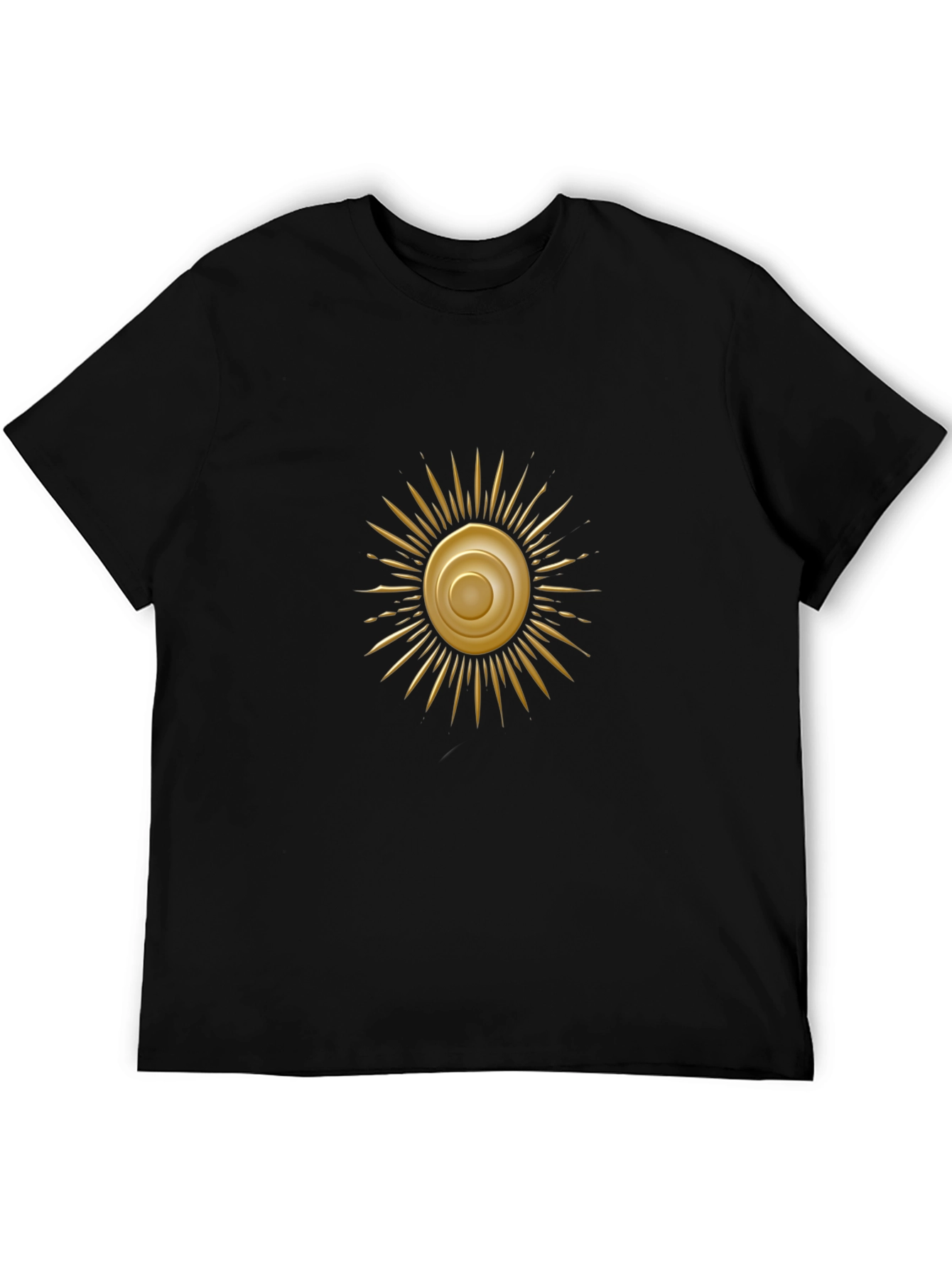 Black Golden Sun Graphic Black T-Shirt view 5