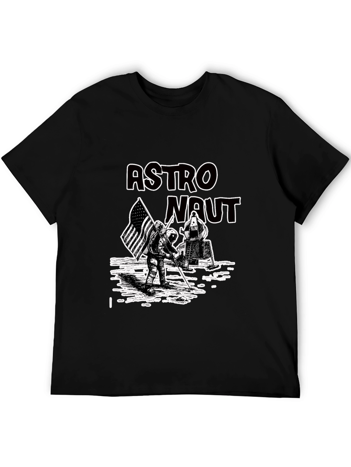 Black Astronaut Graphic Print Tee - Lunar Landing view 5
