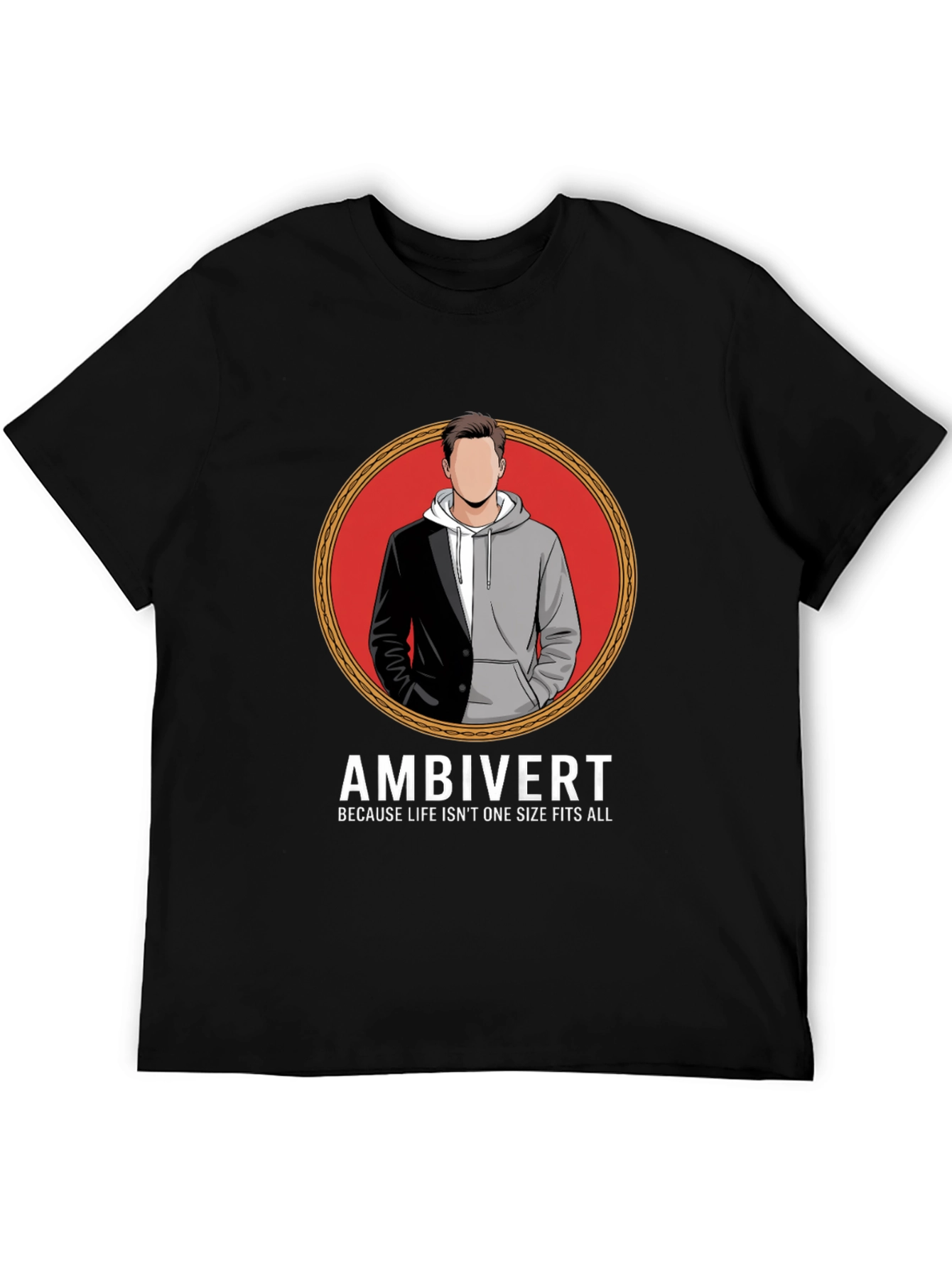 Black Ambivert T-Shirt - Because Life Isn't One Size Fits All view 5