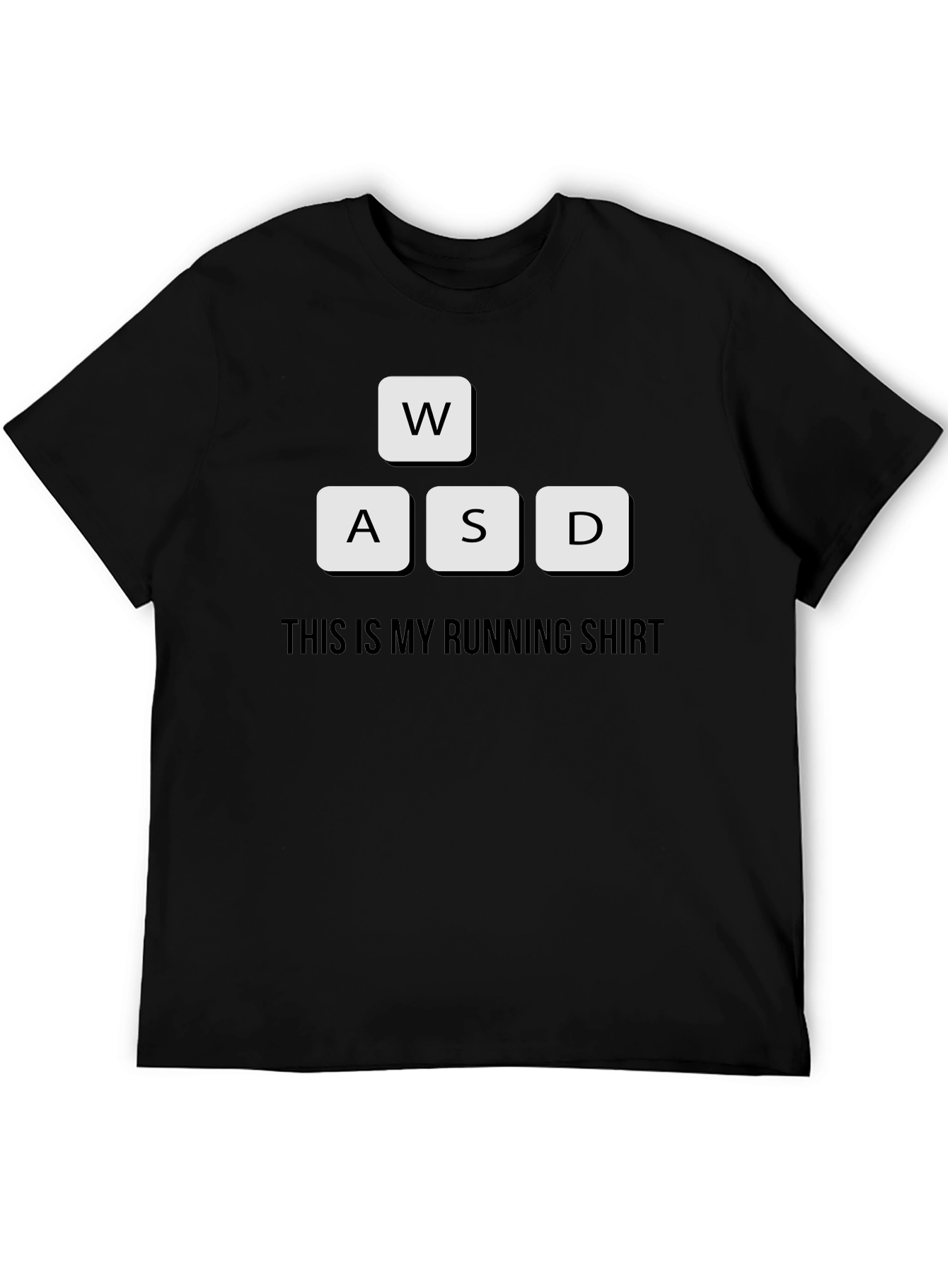 Black Gamer Running Shirt - WASD Keyboard Design view 5