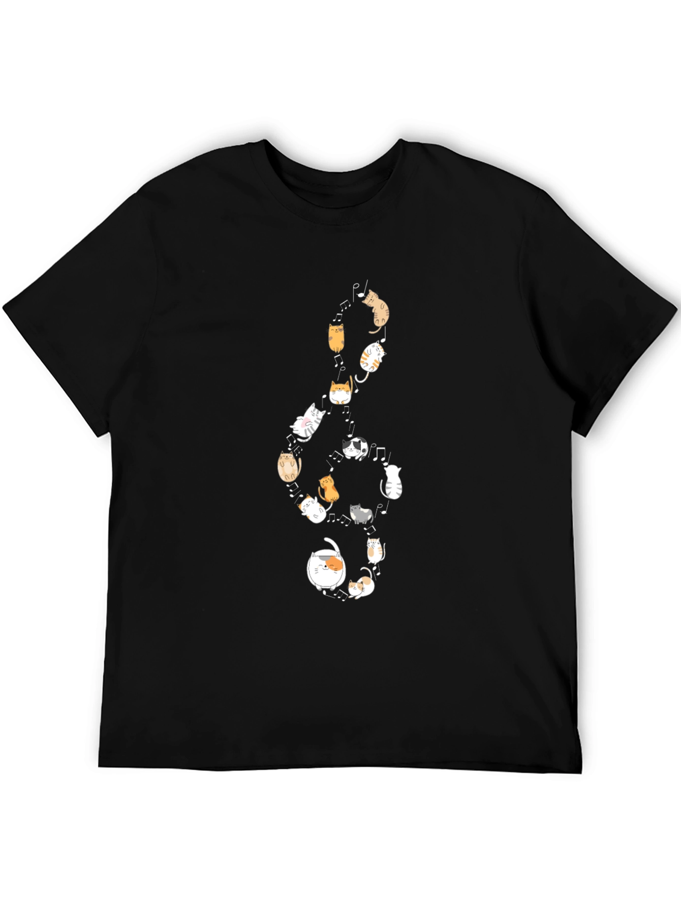 Black Cats Music Note Black T-Shirt view 5