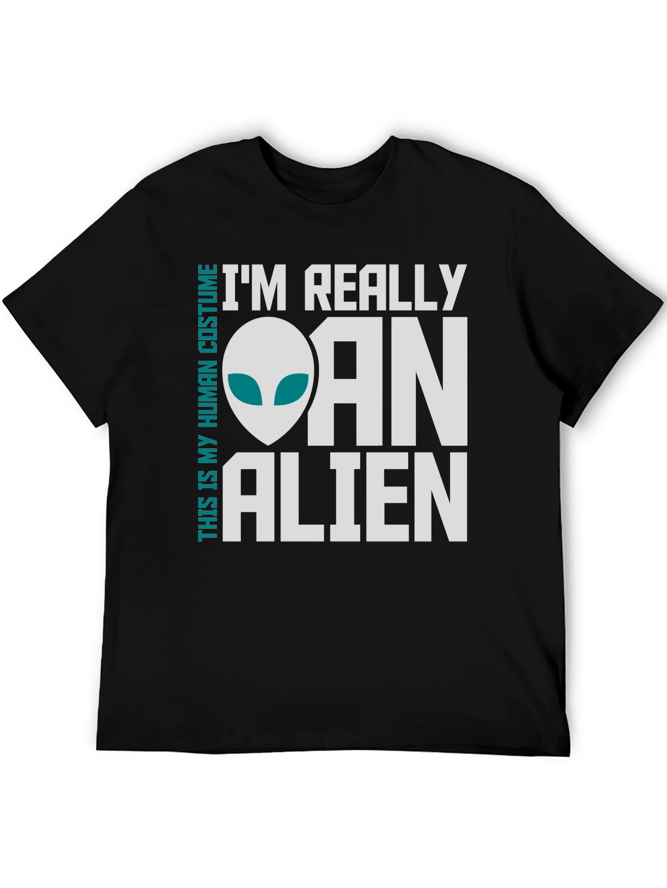 Black I'm Really an Alien Costume T-Shirt - Funny Novelty Tee view 5