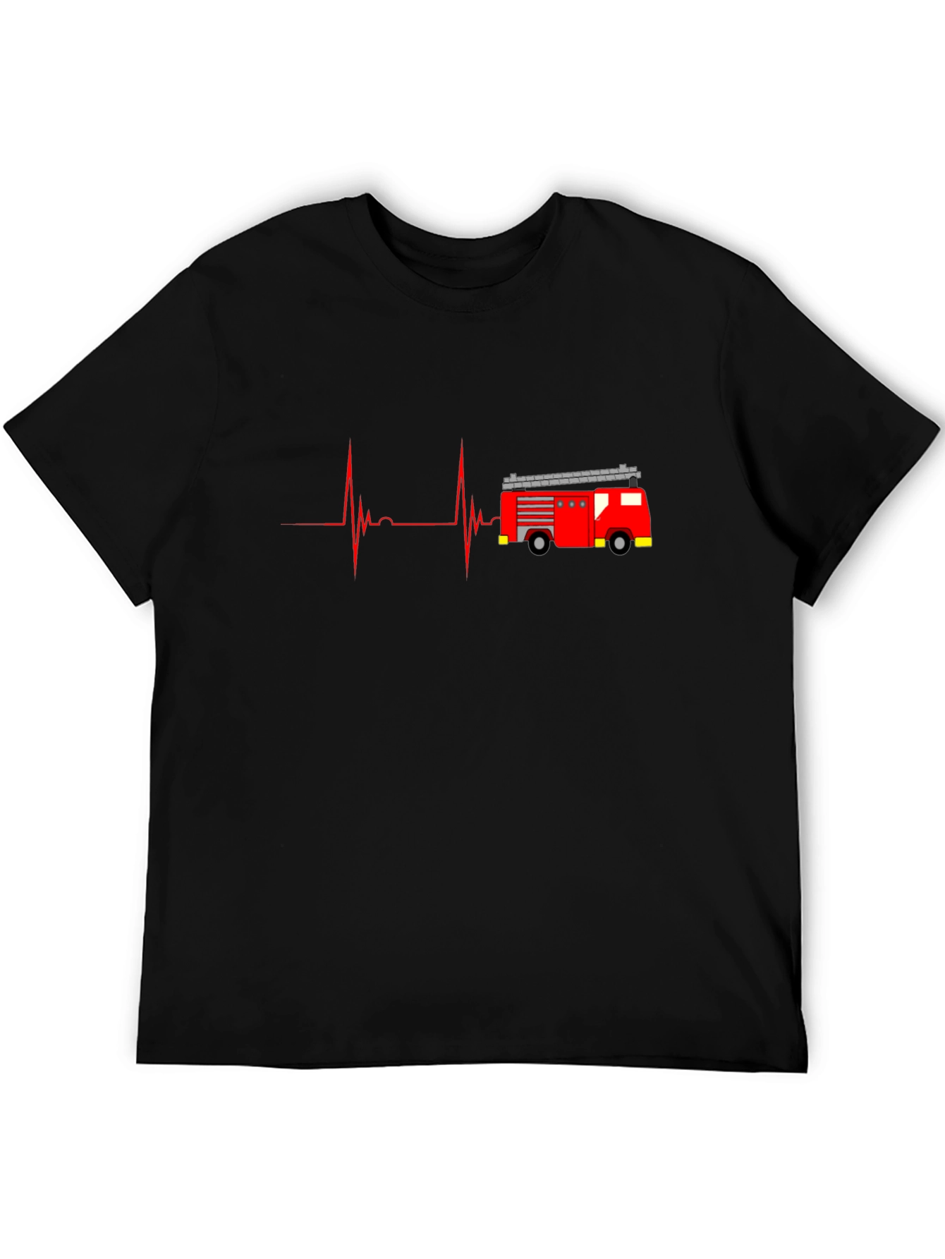 Black Fire Truck Heartbeat Graphic Tee - Black view 5