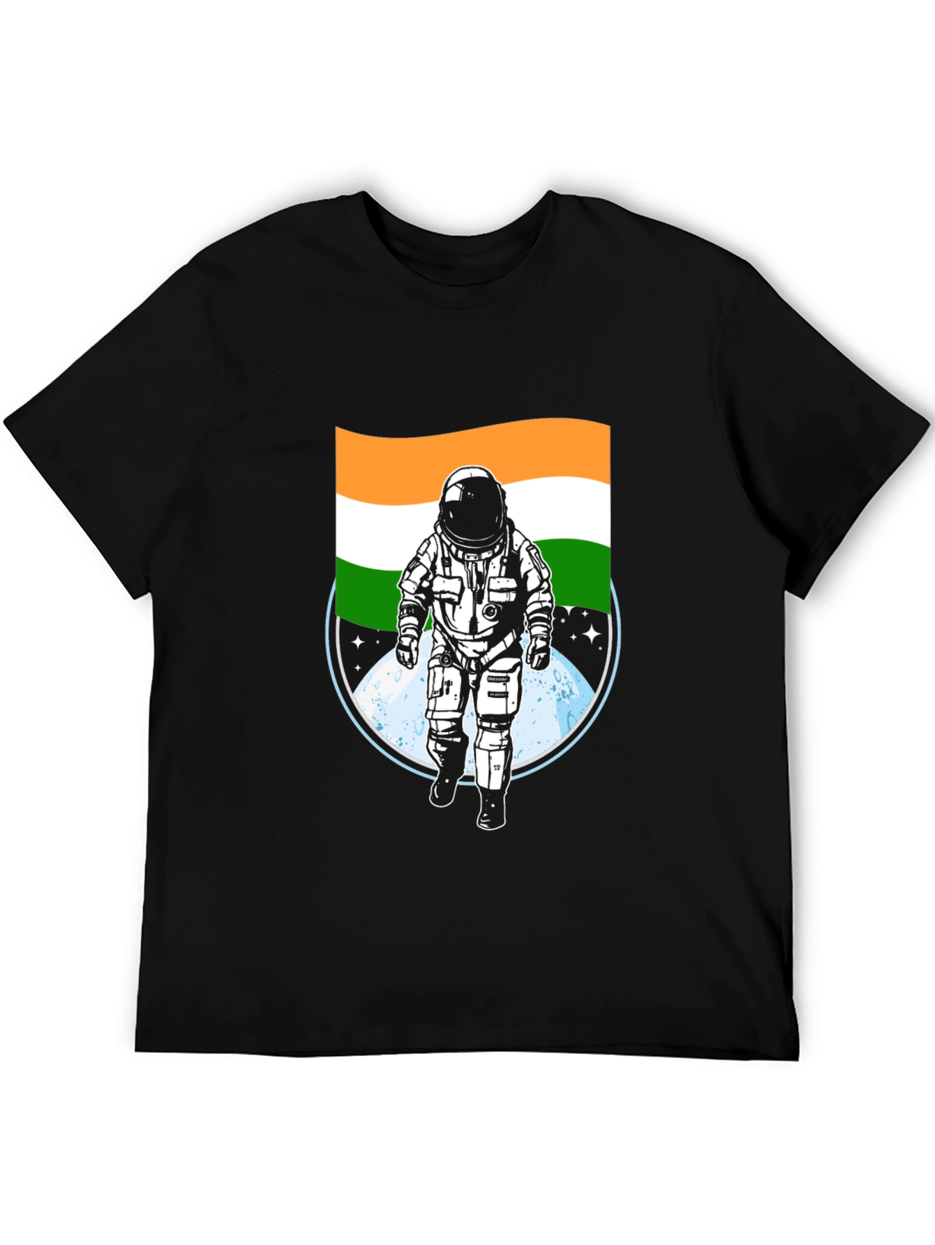 Black Astronaut India Flag Graphic Tee - Black view 5