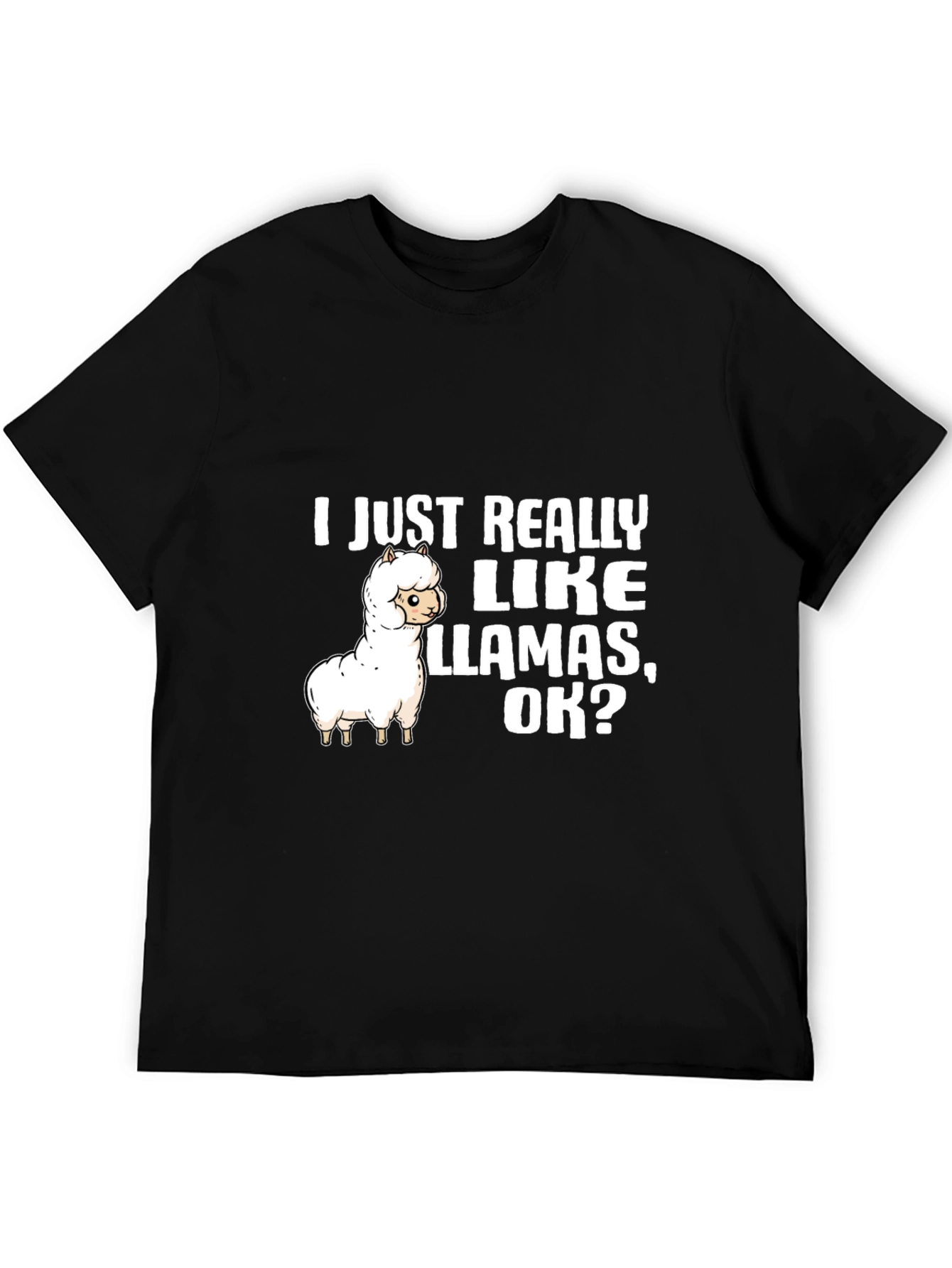 Black Llama Lover T-Shirt: I Just Really Like Llamas, OK? view 5