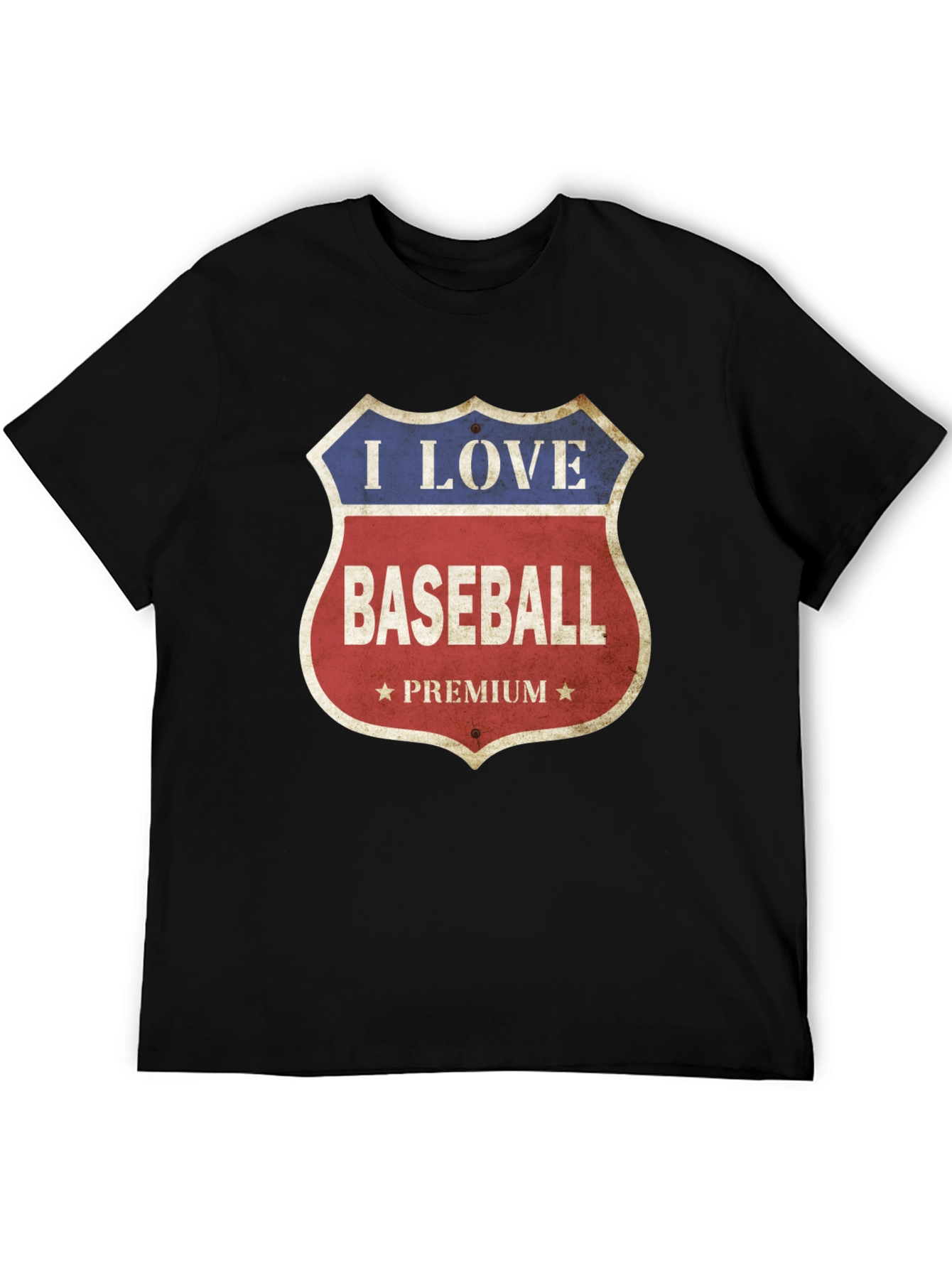 Black I Love Baseball Premium T-Shirt view 5