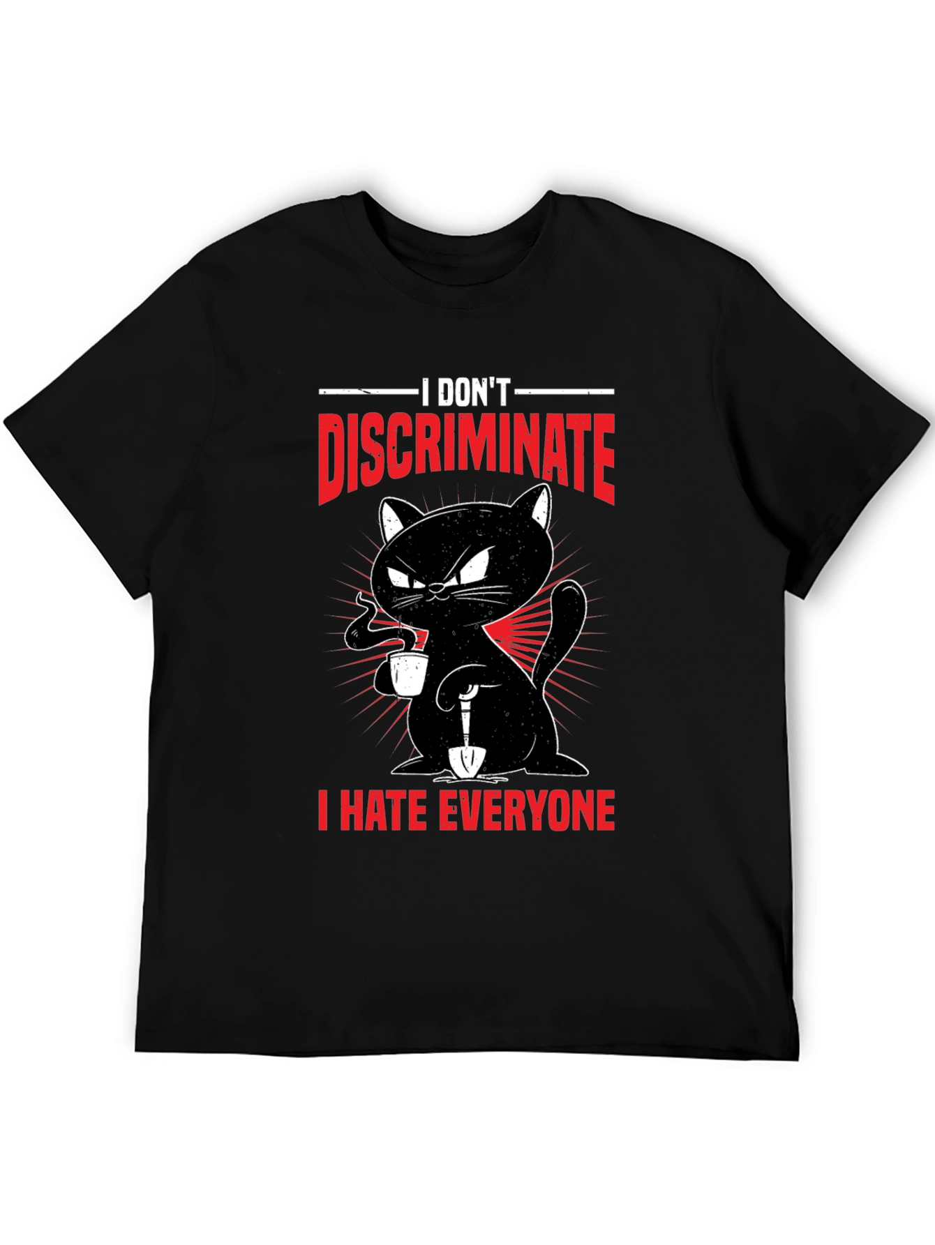 Black I Don't Discriminate - Funny Cat T-Shirt view 5