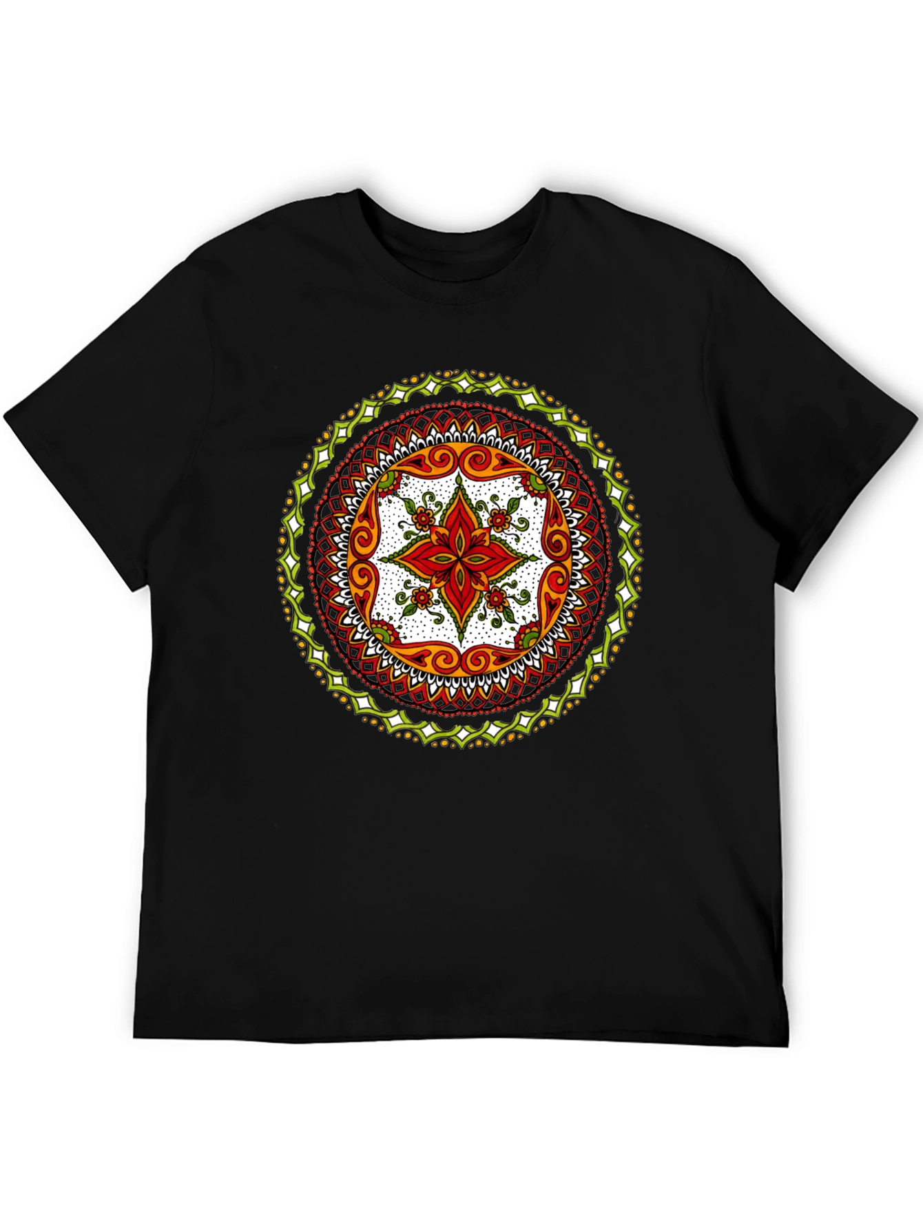 Black Mandala Print Black T-Shirt - Artistic Style view 5