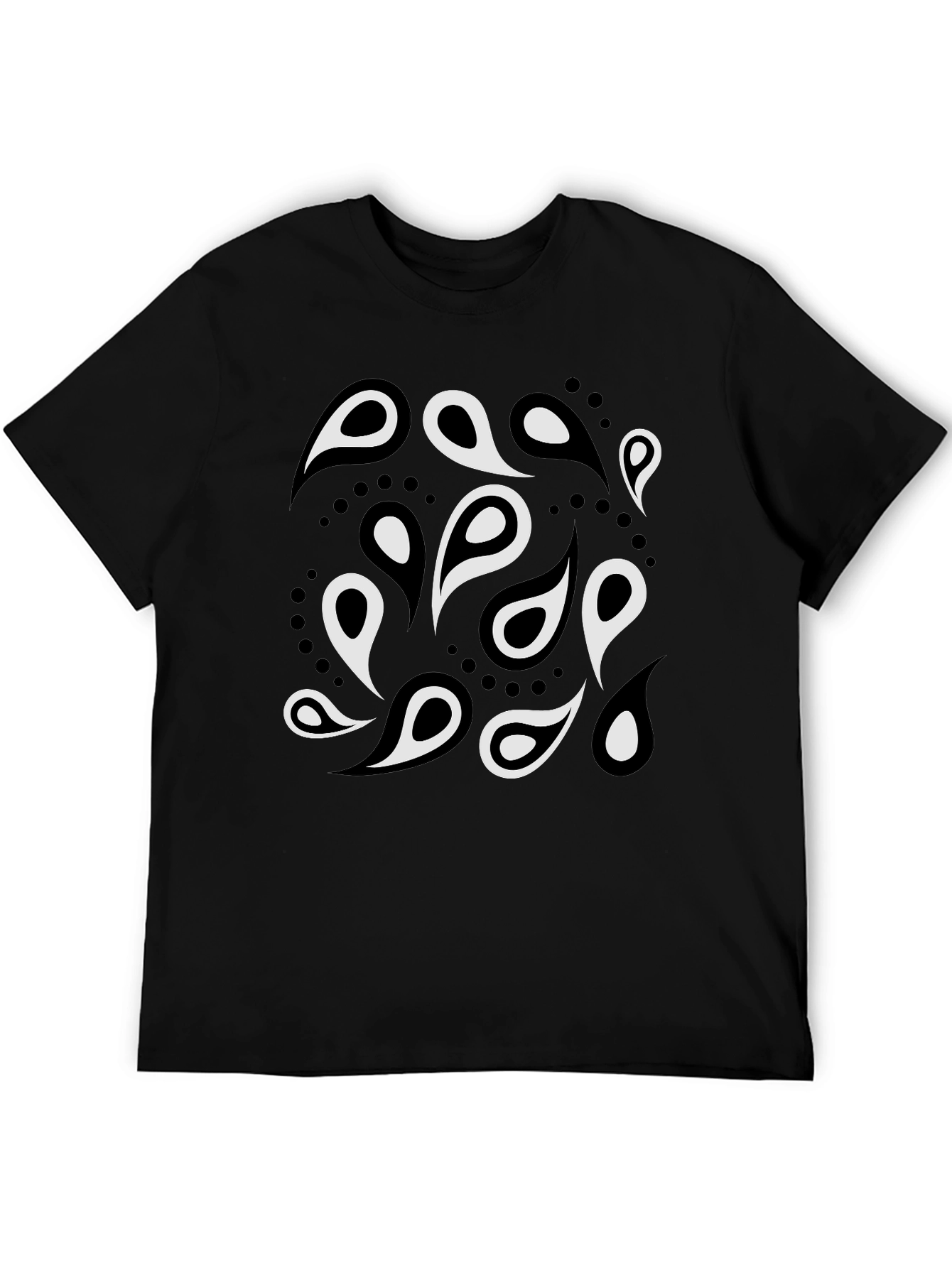 Black Paisley Print Men's Black T-Shirt view 5
