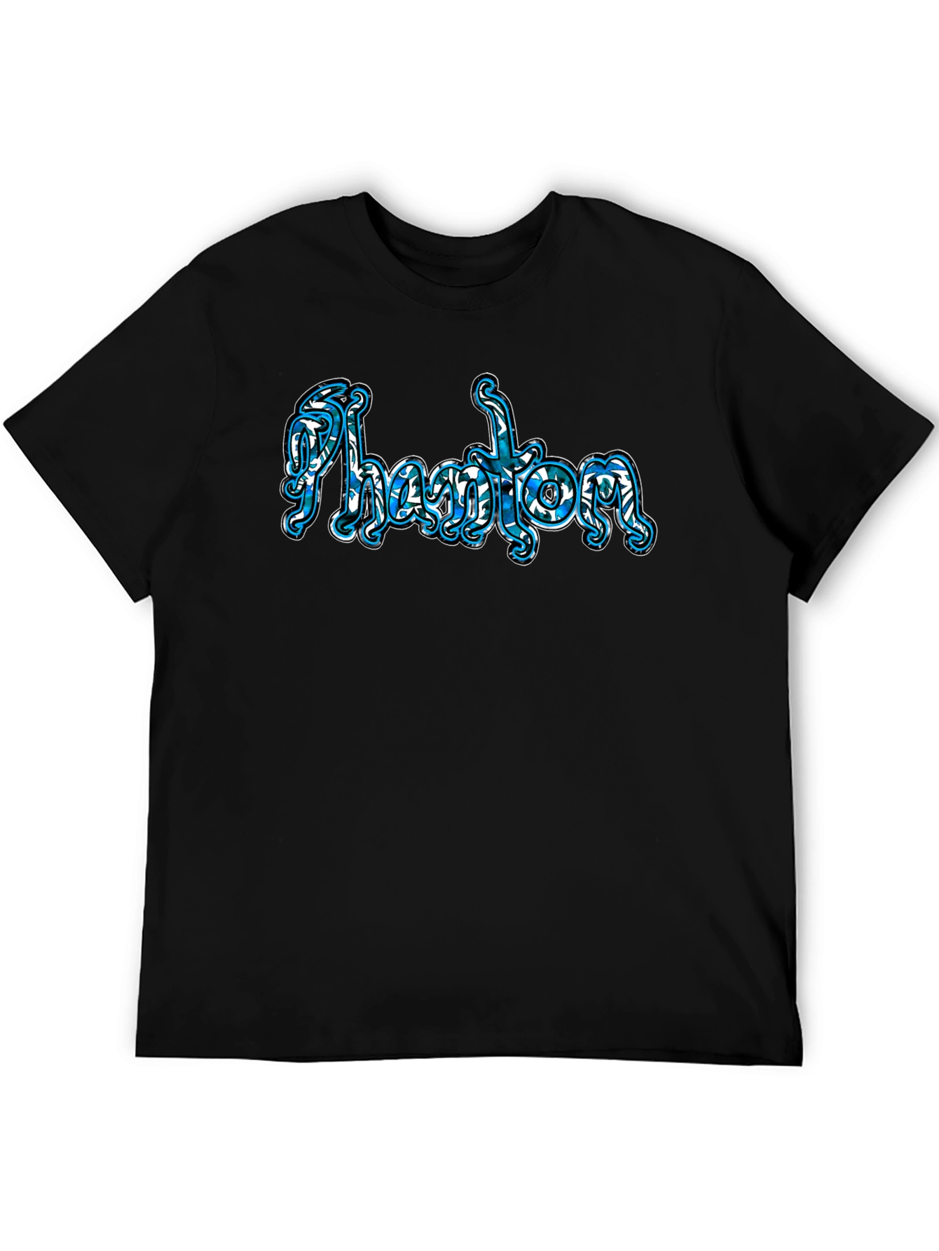 Black Phantom Word Art Black T-Shirt view 5