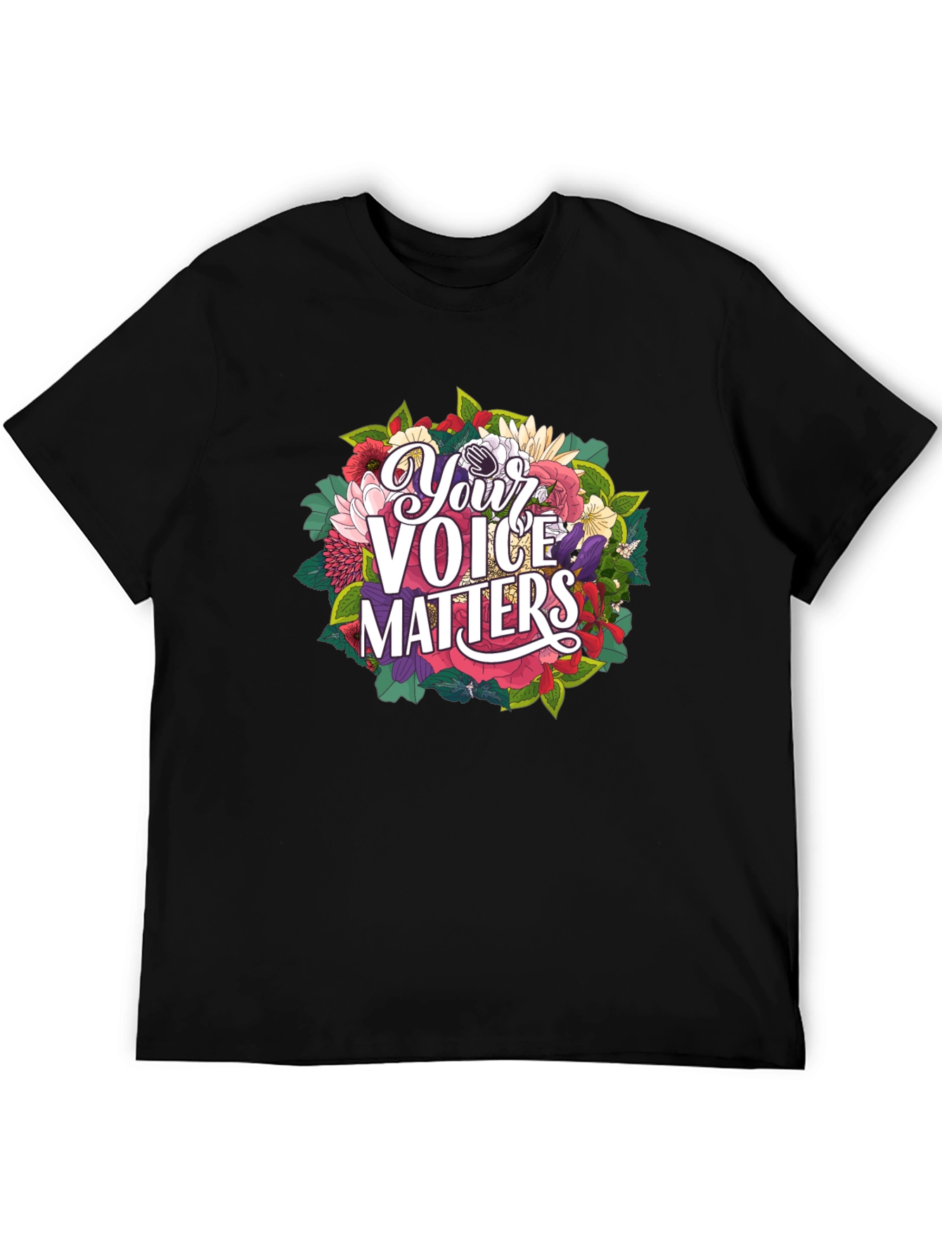 Black Your Voice Matters Graphic Tee - Black view 5