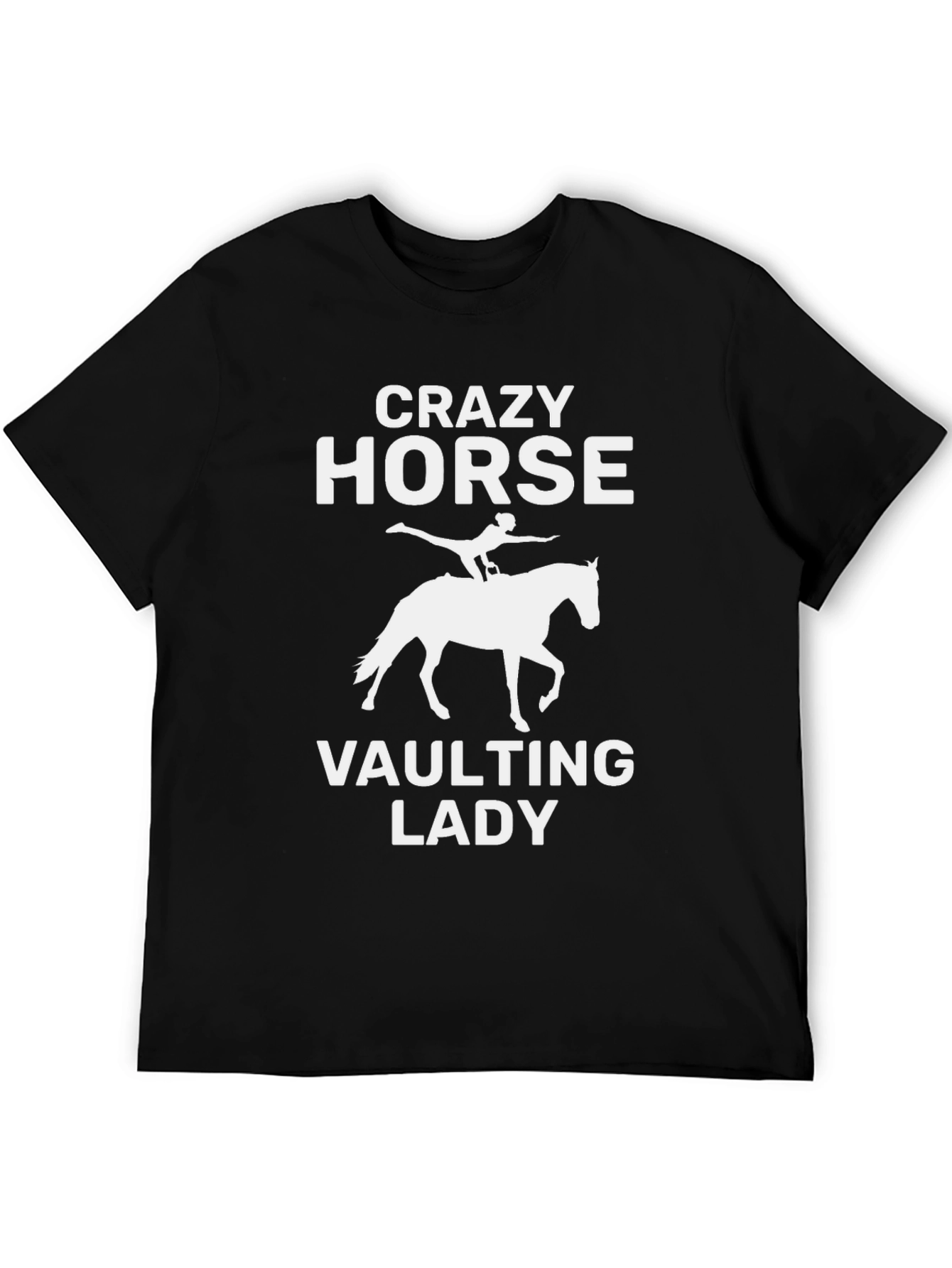 Black Crazy Horse Vaulting Lady T-Shirt - Equestrian Tee view 5