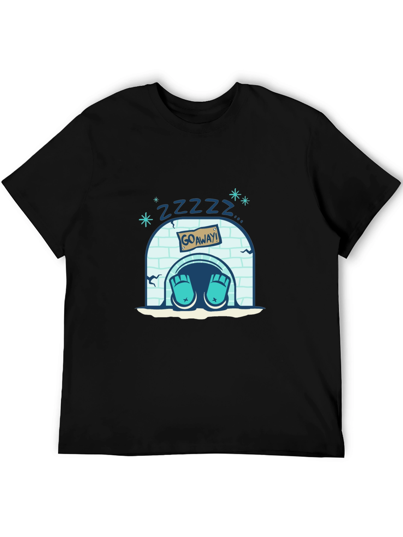 Black Funny Igloo Zzz Men's Black T-Shirt view 5