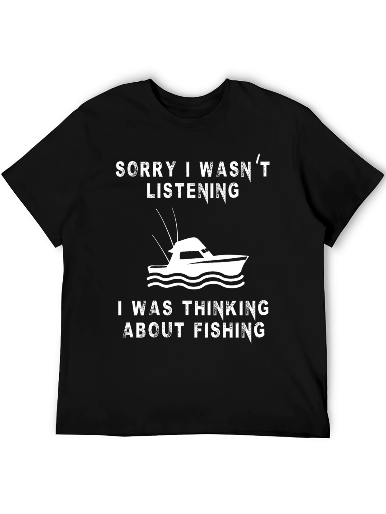 Black Sorry I Wasn't Listening Fishing T-Shirt view 5