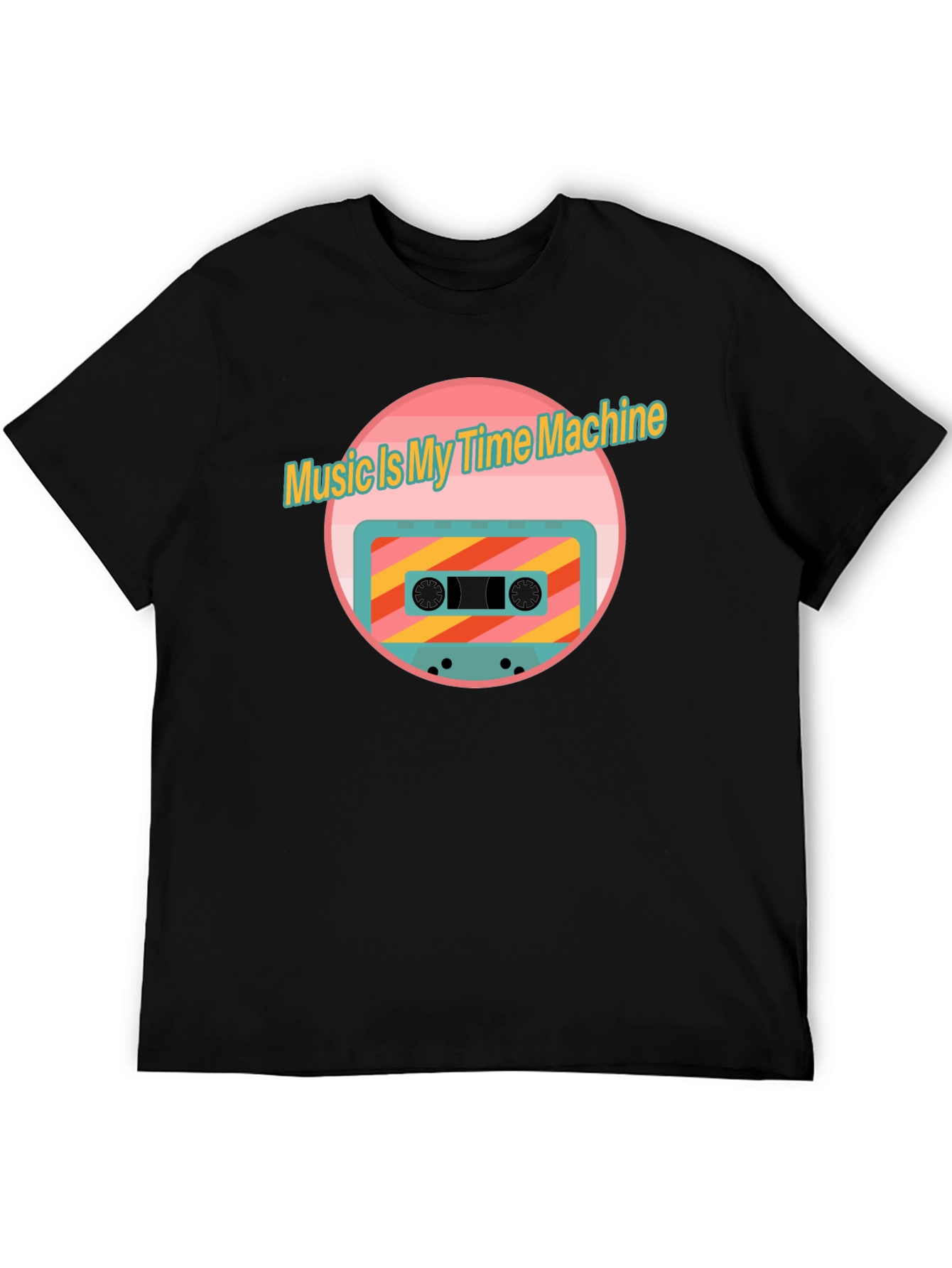 Retro Music Time Machine Cassette Tape Graphic T-Shirt - 5