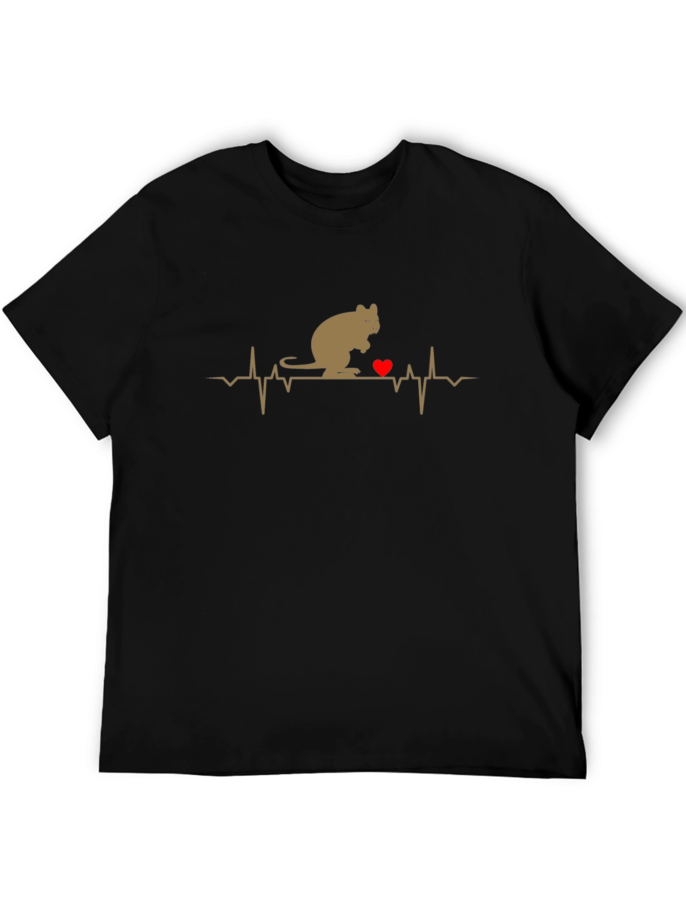 Black Quokka Heartbeat T-Shirt - Black Cotton Tee view 5