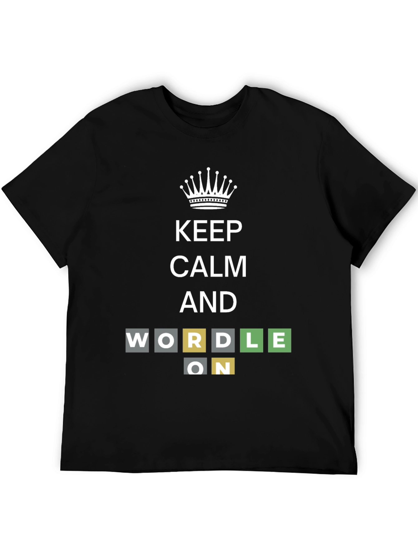 Black Keep Calm and Wordle On Black T-Shirt view 5