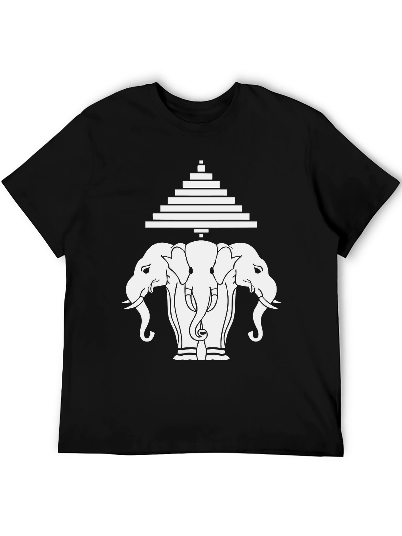 Black Three Elephant Head Graphic Black T-Shirt view 5