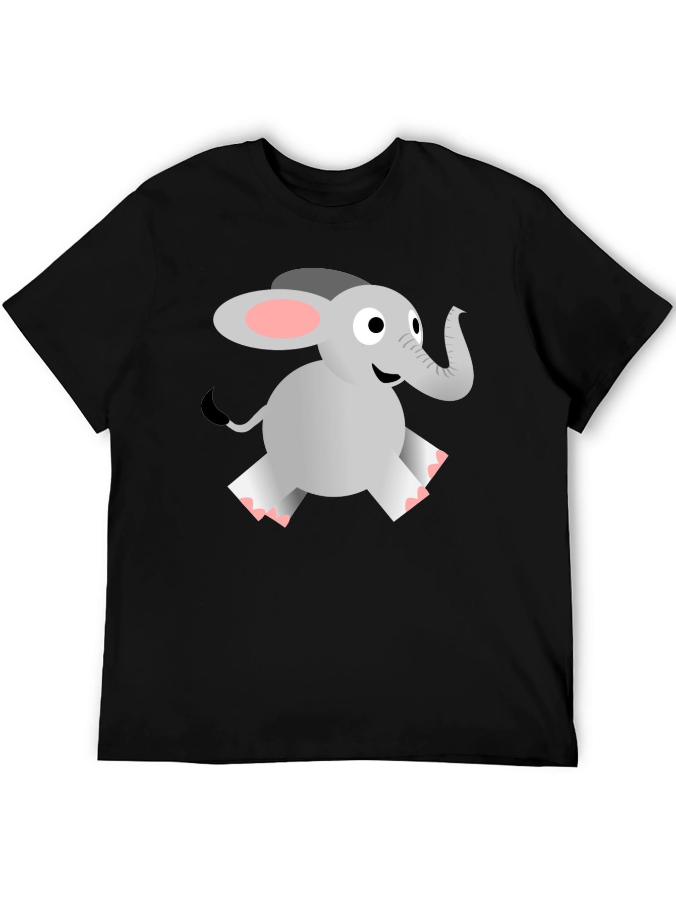 Black Cute Elephant Graphic Tee - Black Cotton Blend view 5