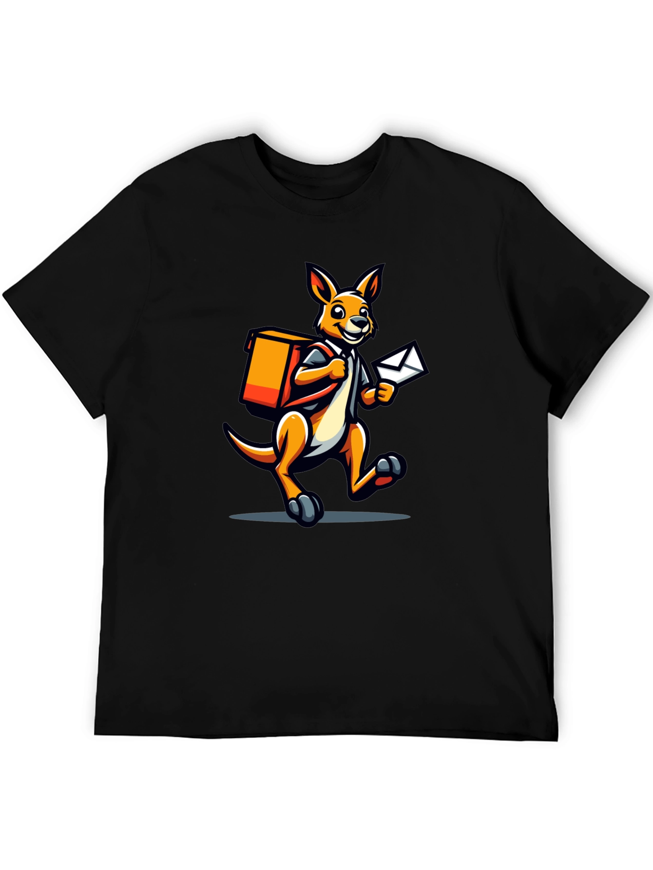 Black Kangaroo Postman Graphic Tee - Novelty T-Shirt view 5