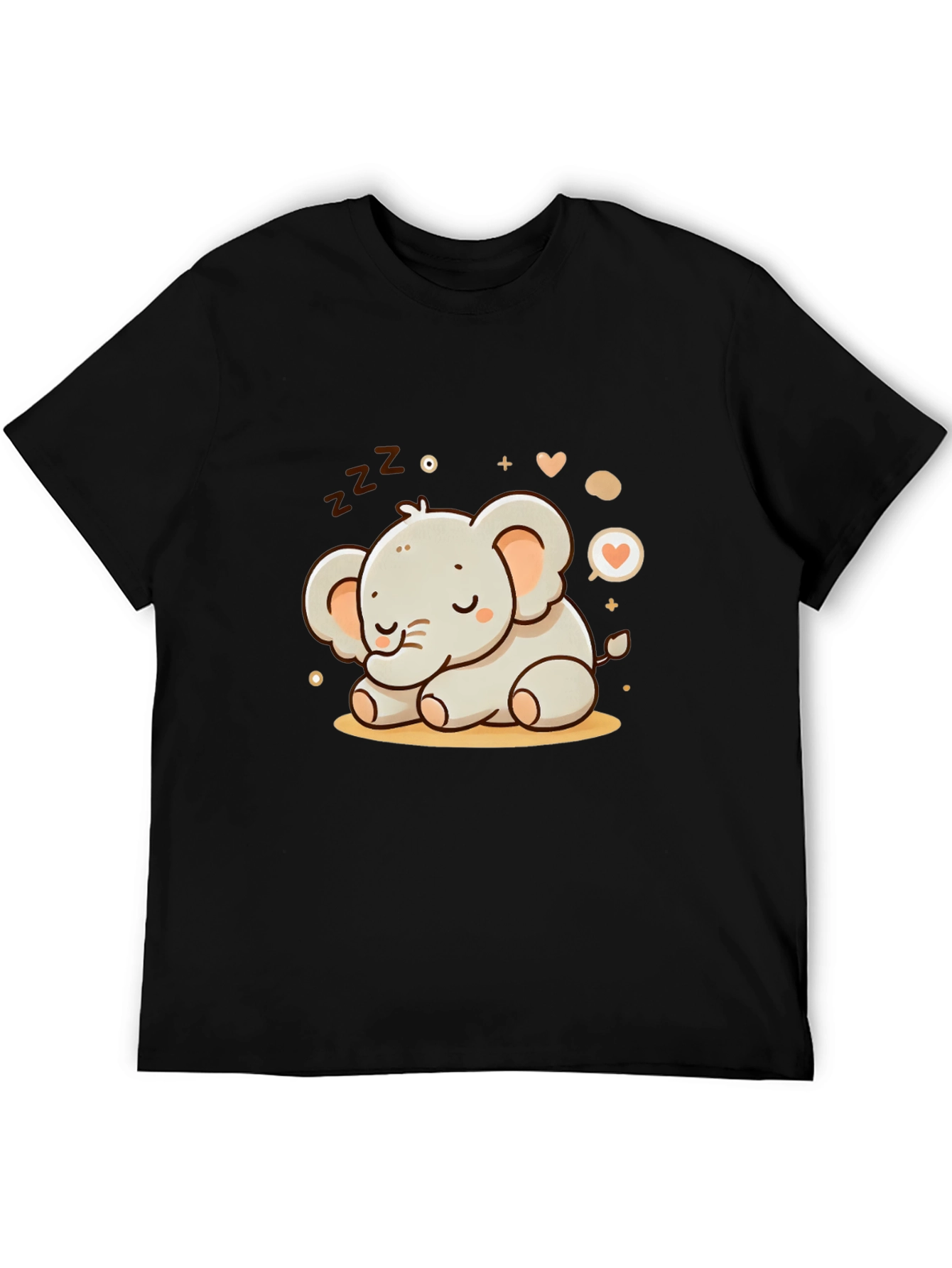 Black Cute Sleeping Elephant Graphic Tee view 5