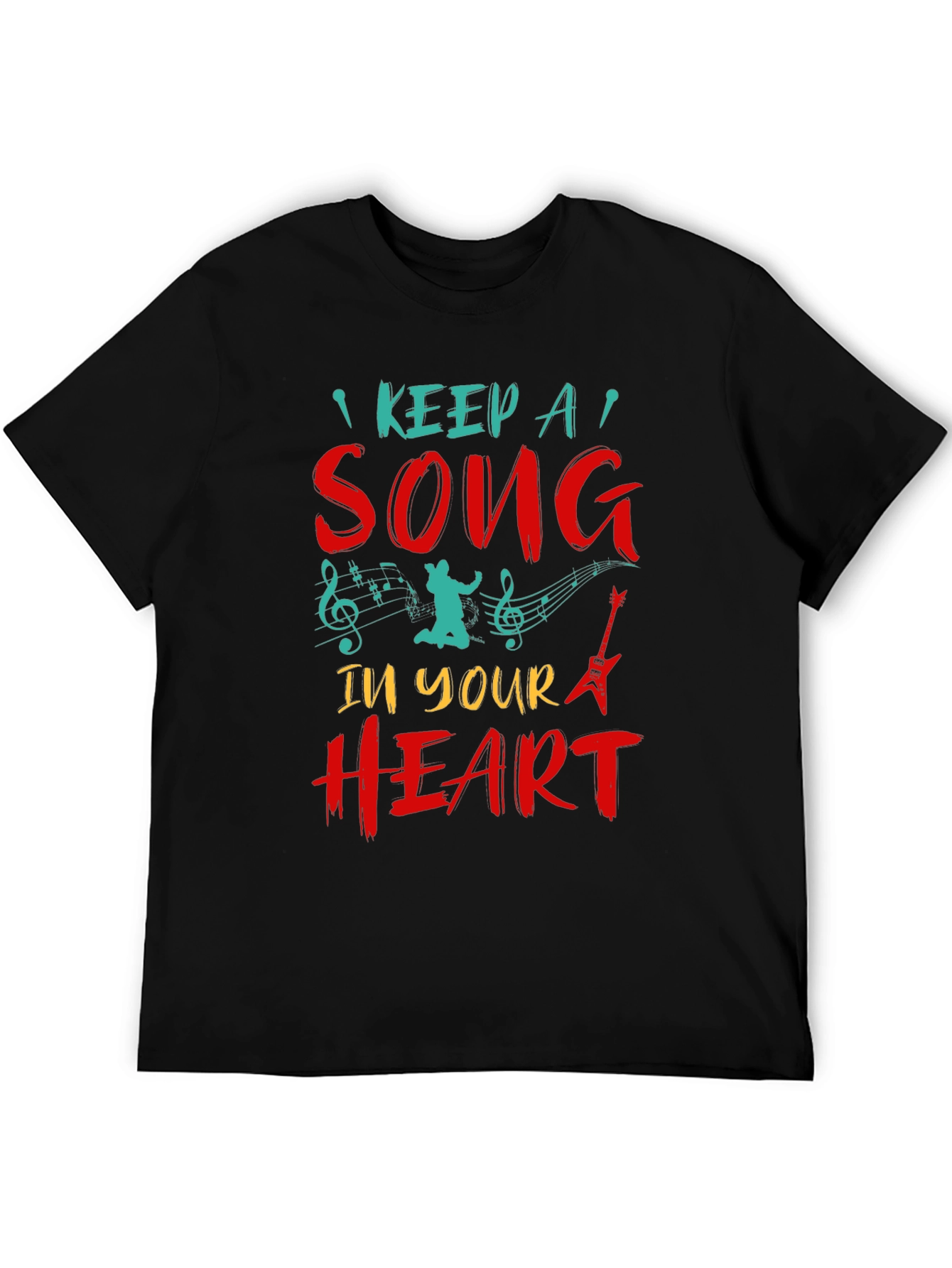 Black Keep A Song In Your Heart Graphic Tee view 5