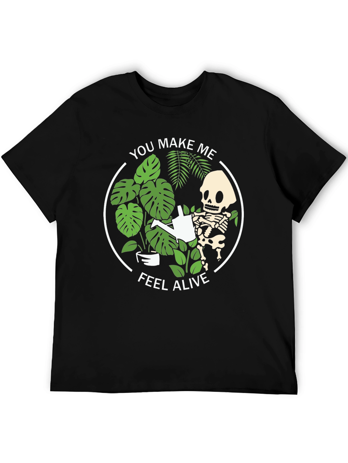 Black Skeleton Gardener Graphic T-Shirt - "You Make Me Feel Alive" view 5