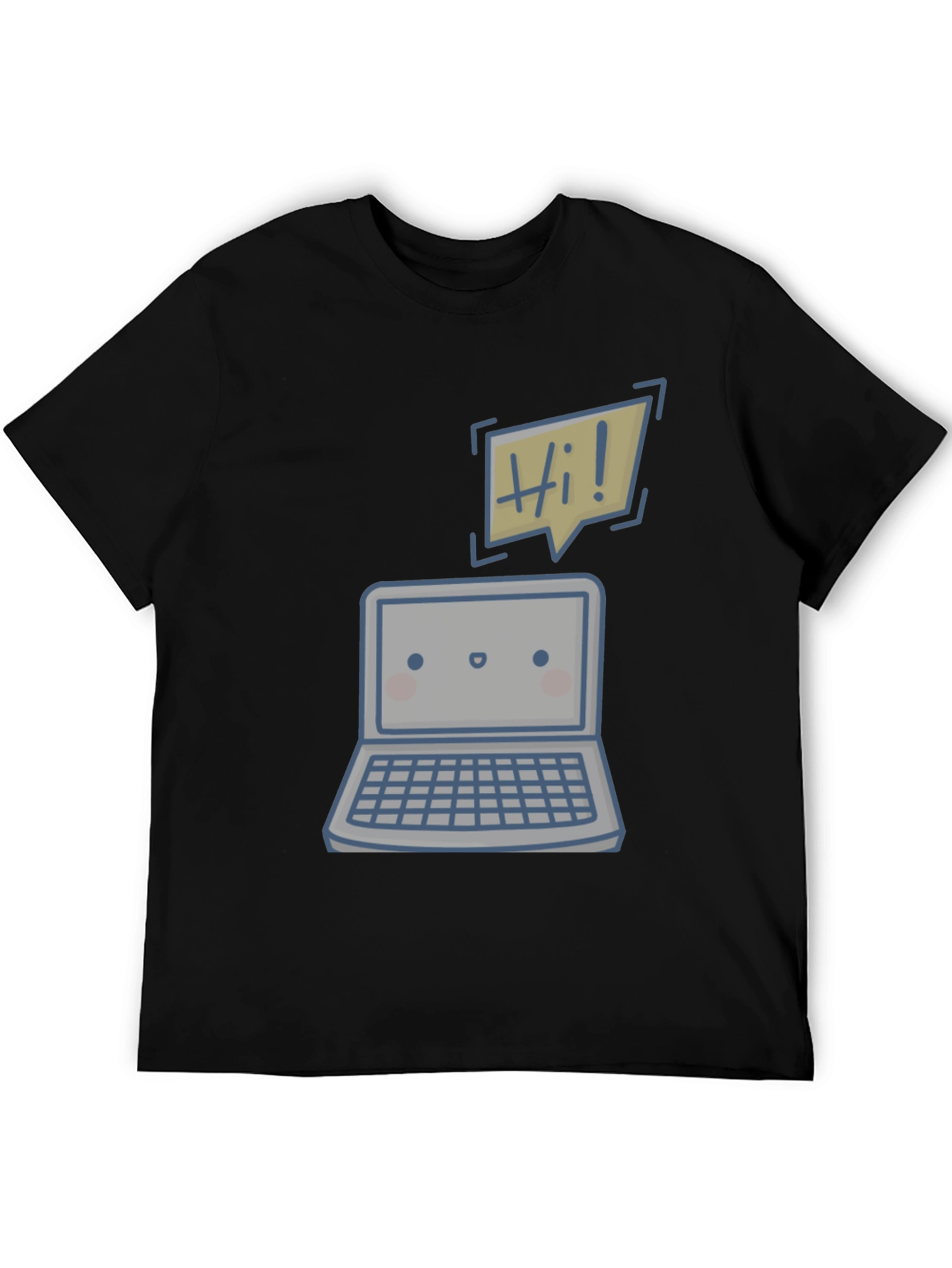 Black Cute Laptop "Hi!" Graphic Tee view 5