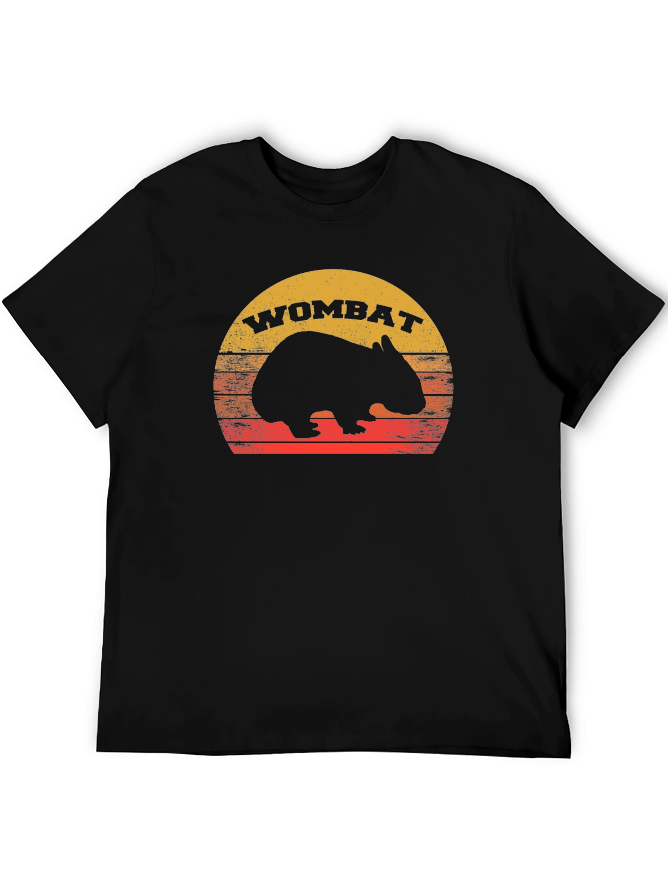 Black Retro Wombat Sunset T-Shirt view 5