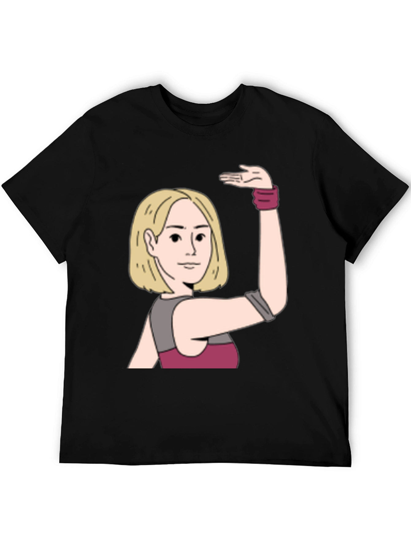 Black Cartoon Woman Graphic Print Black T-Shirt view 5