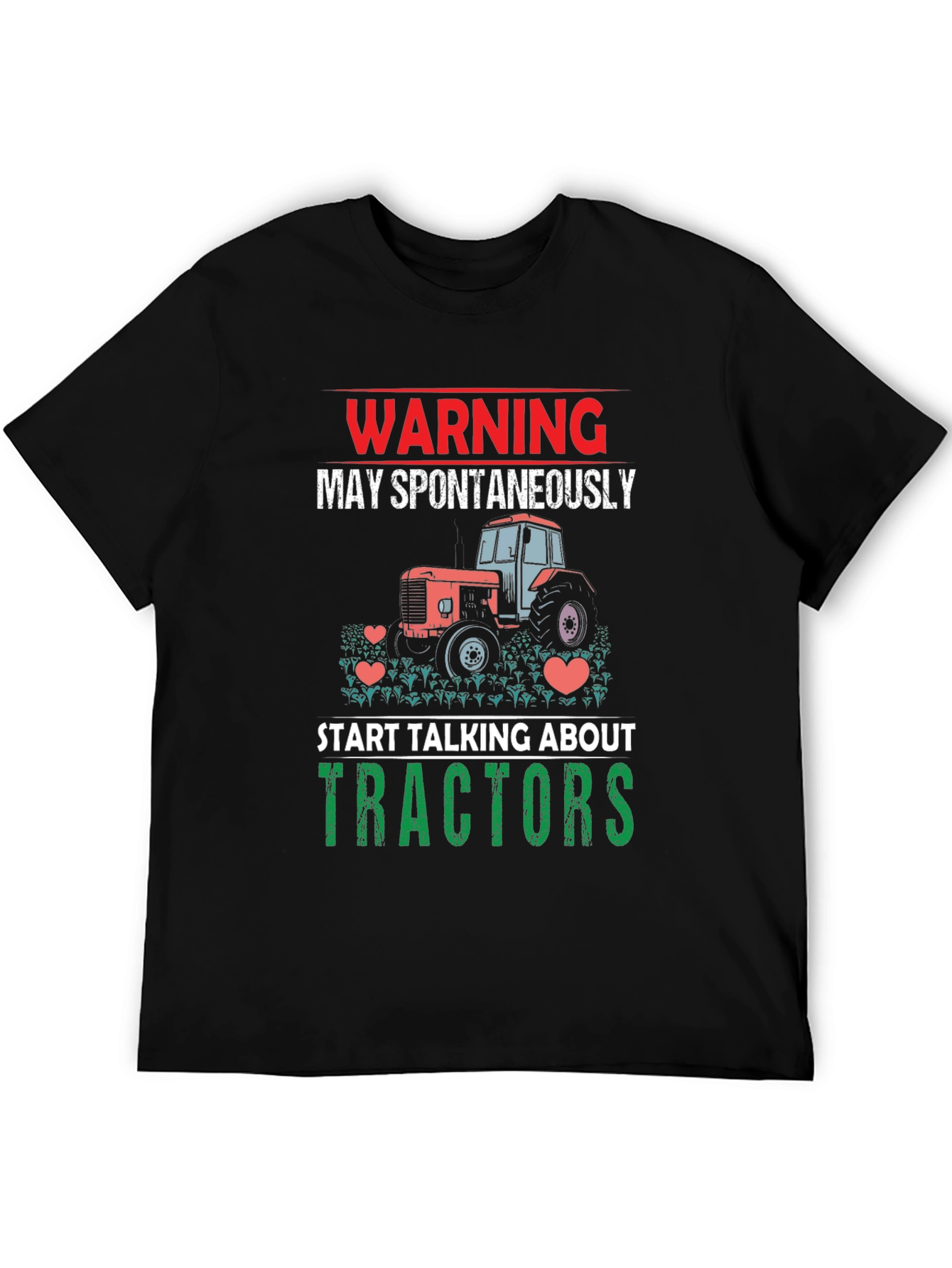 Black Warning Tractor Lover T-Shirt view 5