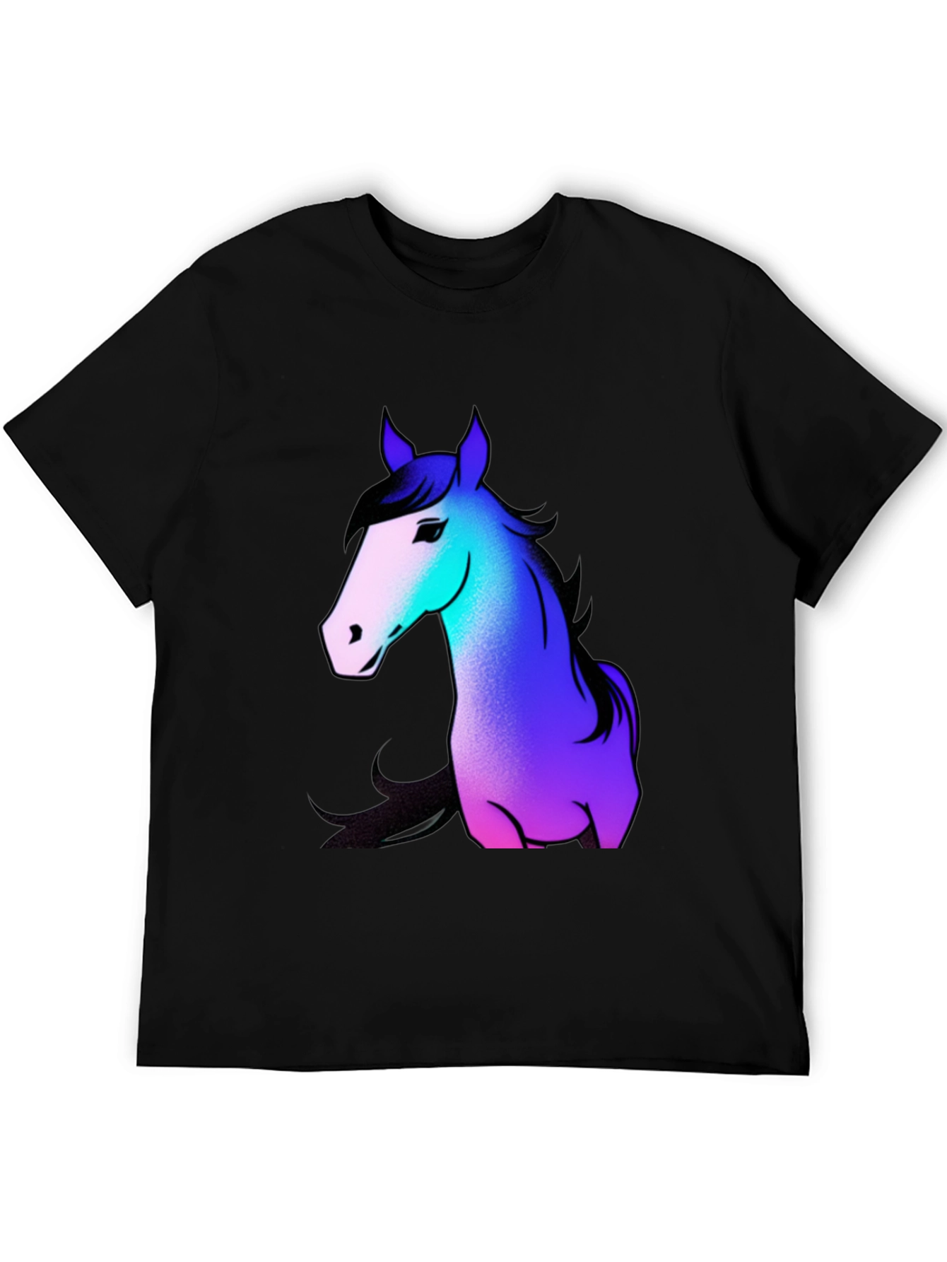 Black Cool Horse Graphic Tee - Casual Black T-Shirt view 5