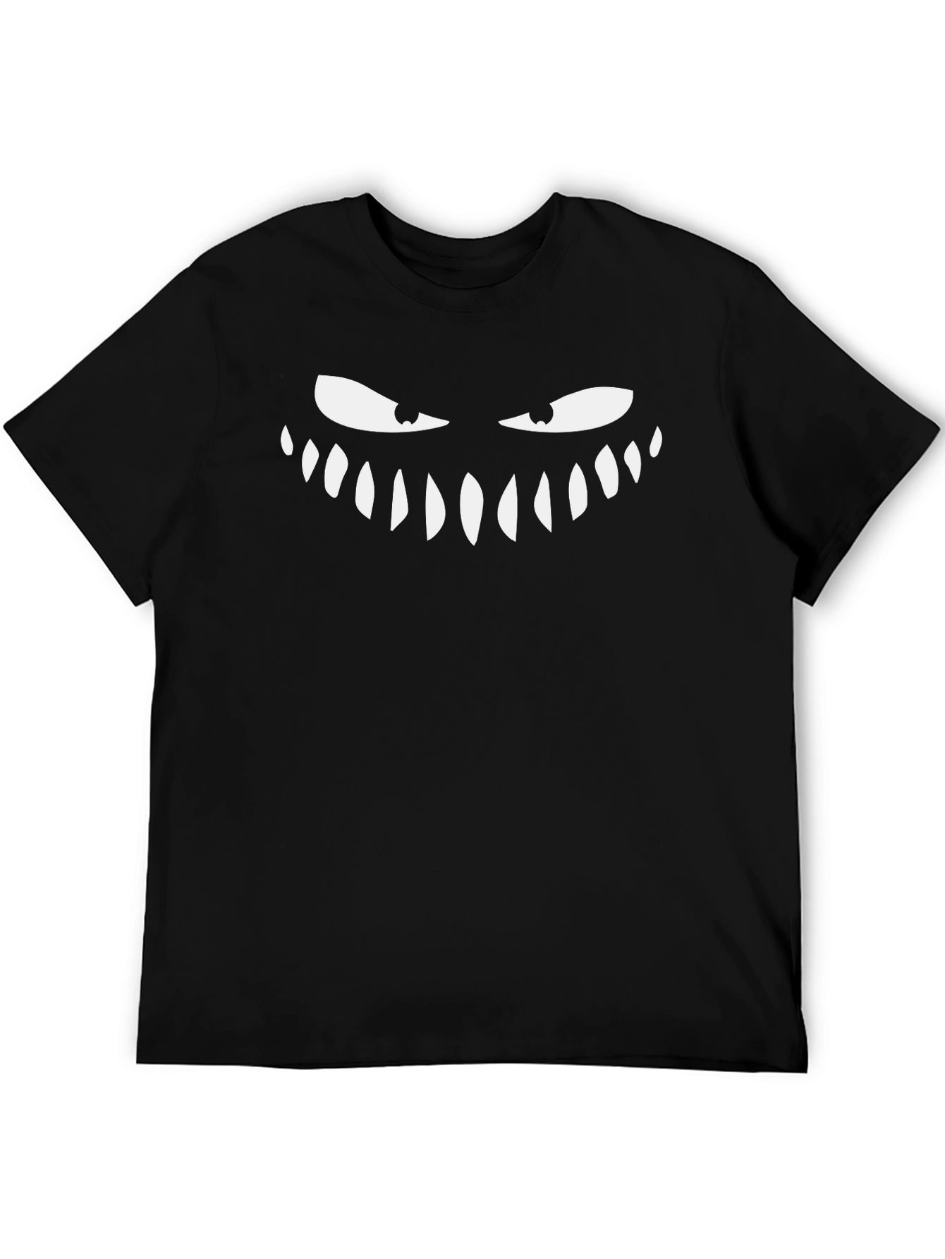 Black Monster Smile Graphic Tee - Black Cotton Blend Shirt view 5