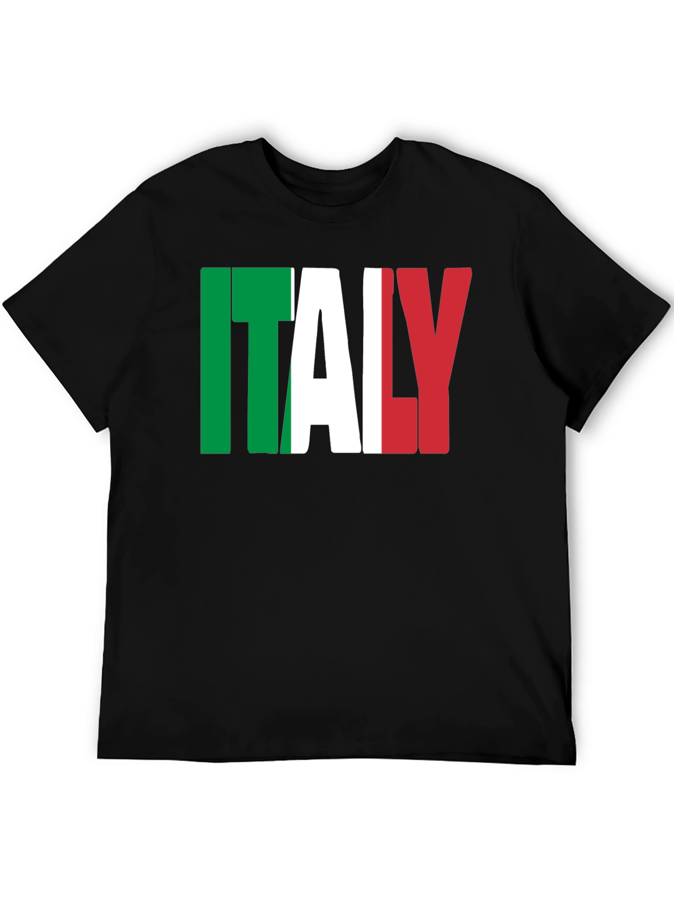 Black Italy Flag Graphic Print Black T-Shirt view 5