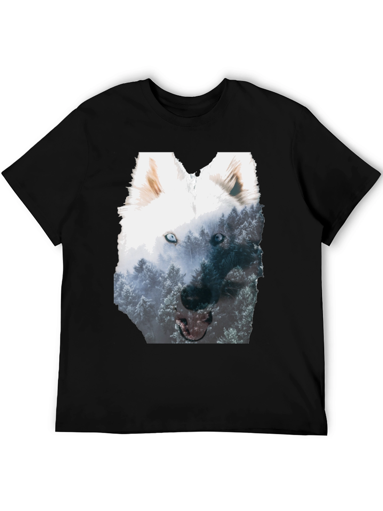 Black Wolf Forest Graphic Tee - Black Cotton Blend view 5