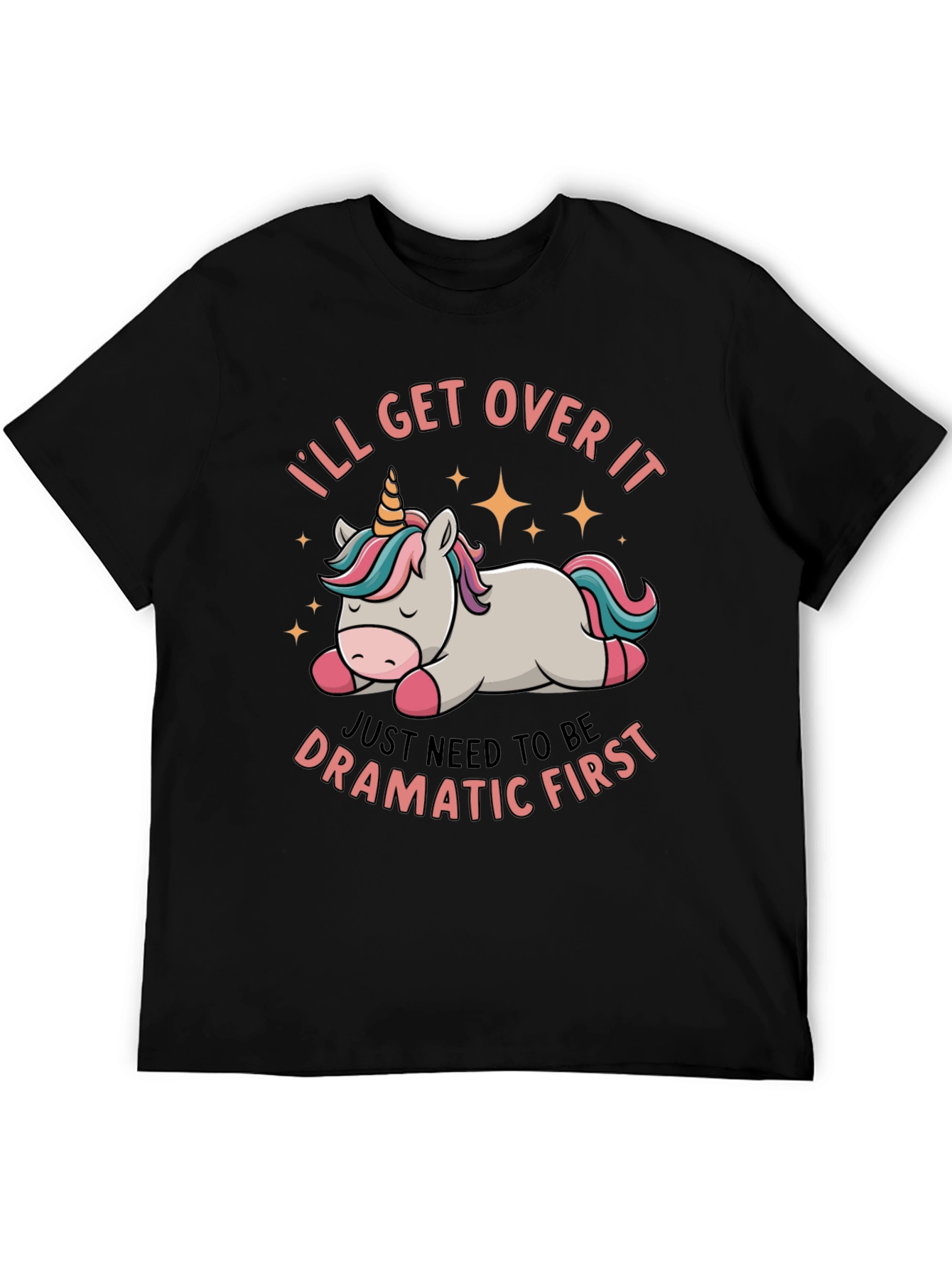 Black Dramatic Unicorn T-Shirt - Funny Graphic Tee view 5