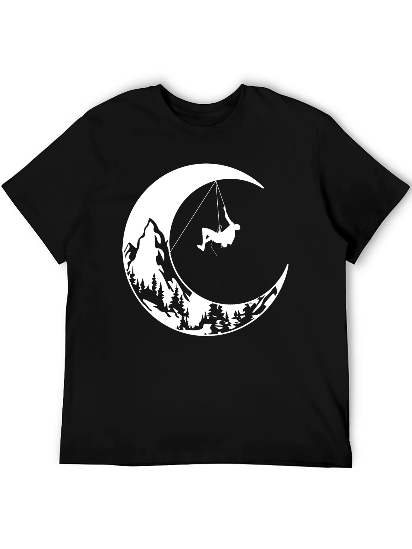 Black Moonlit Climb Graphic Tee - Black Cotton T-Shirt view 5