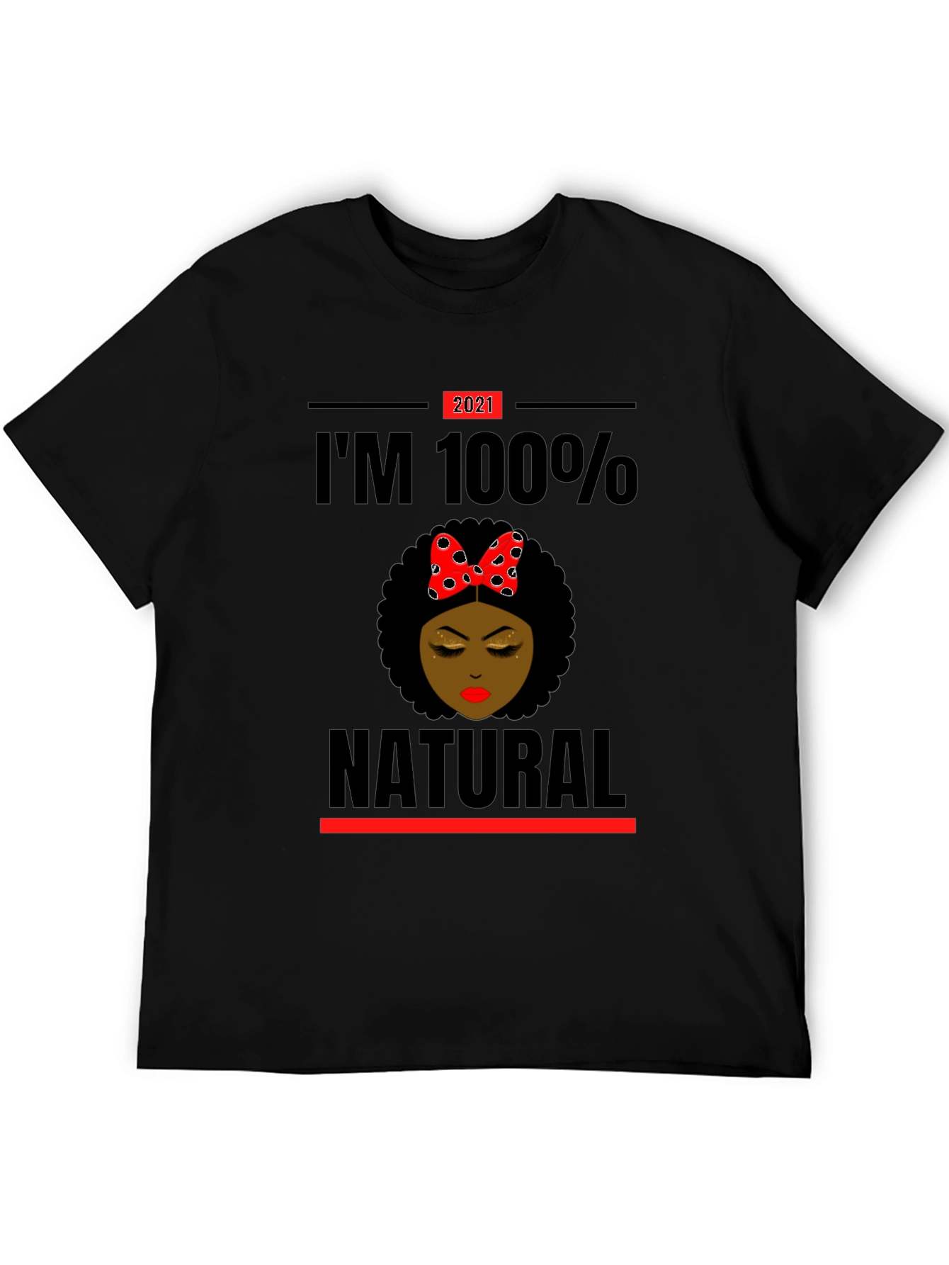 Black I'm 100% Natural Afro T-Shirt view 5