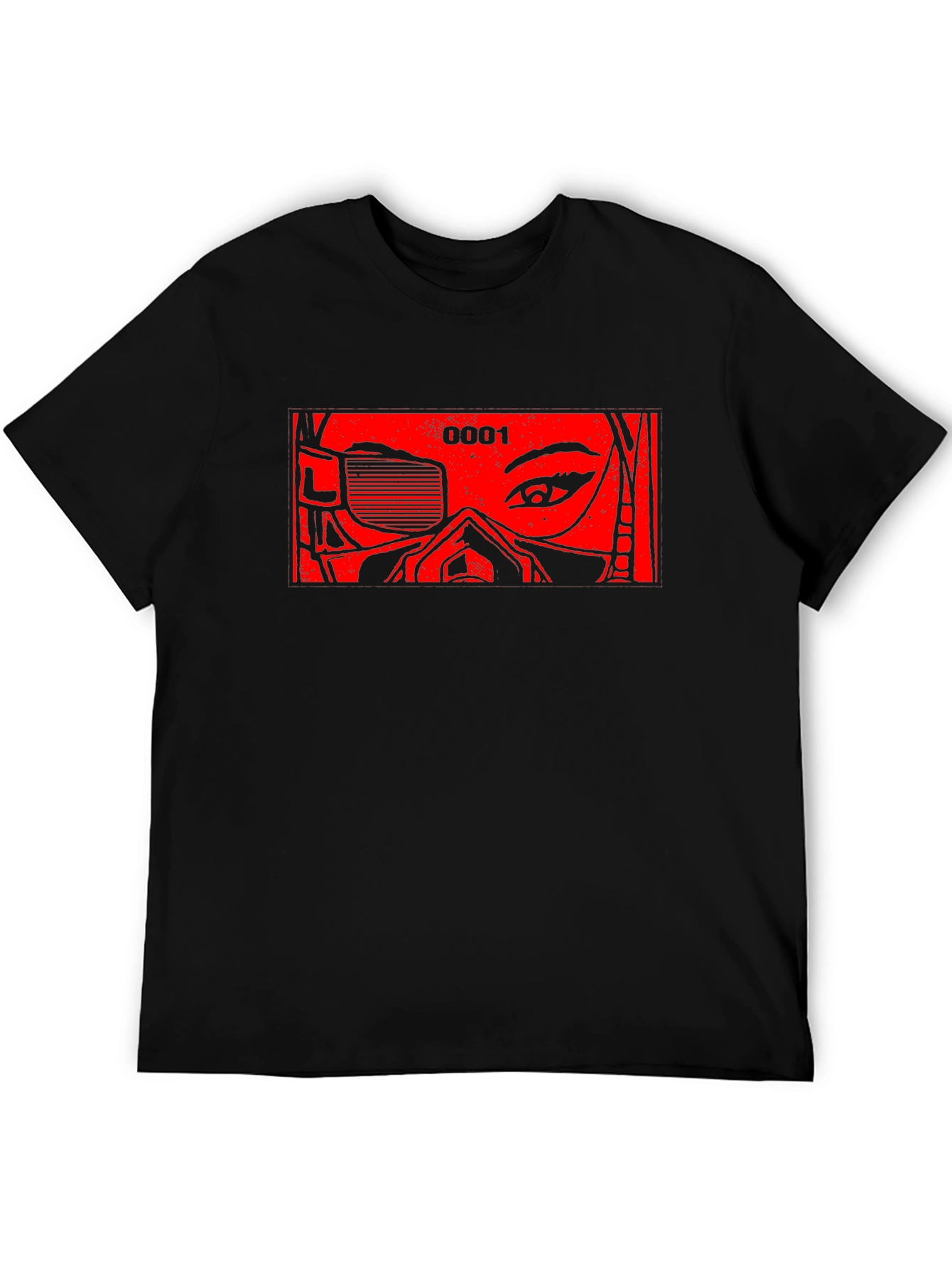 Black Cyberpunk Mask Graphic Tee - Black view 5