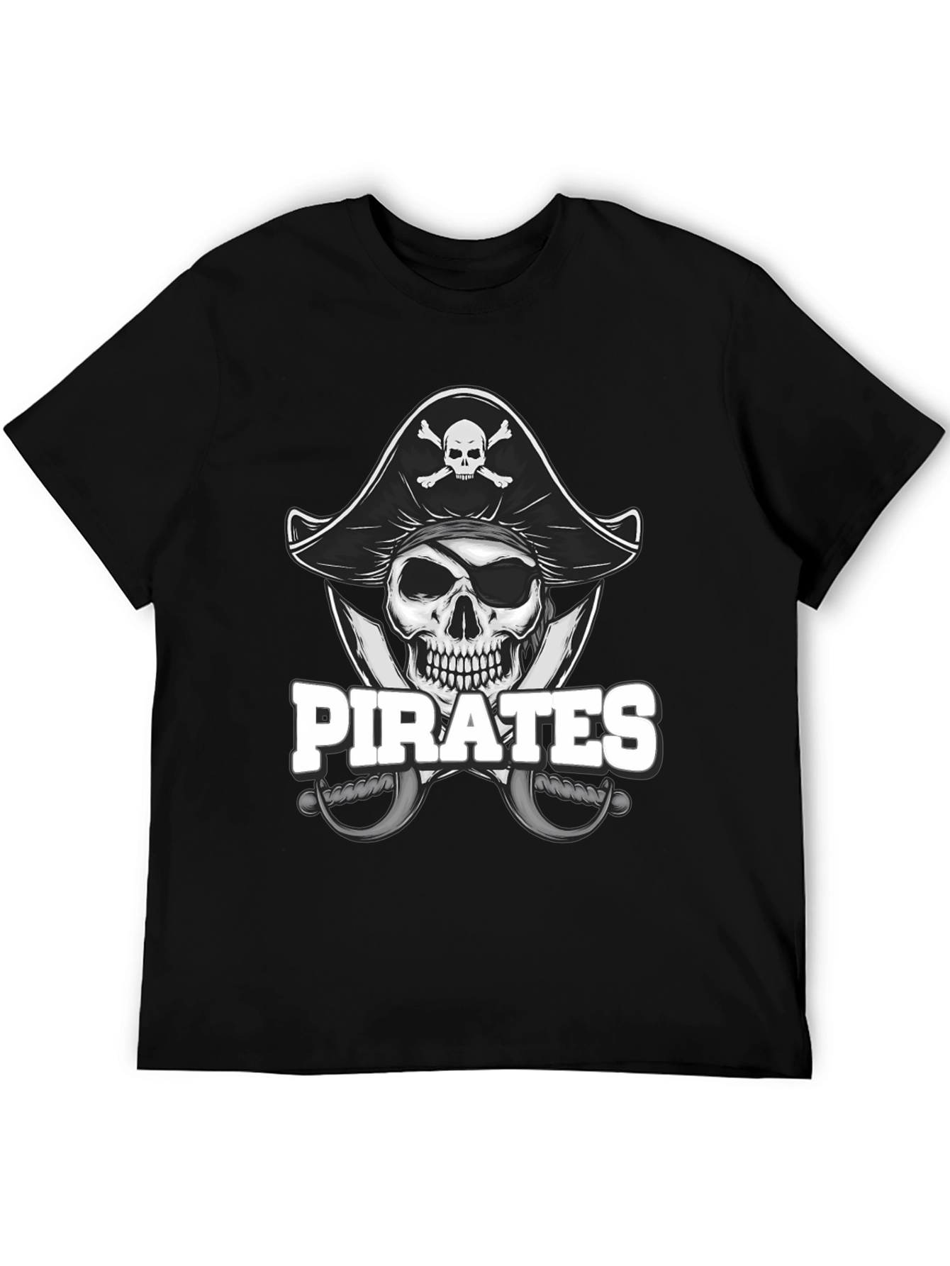 Black Pirate Skull T-Shirt - Novelty Graphic Tee view 5