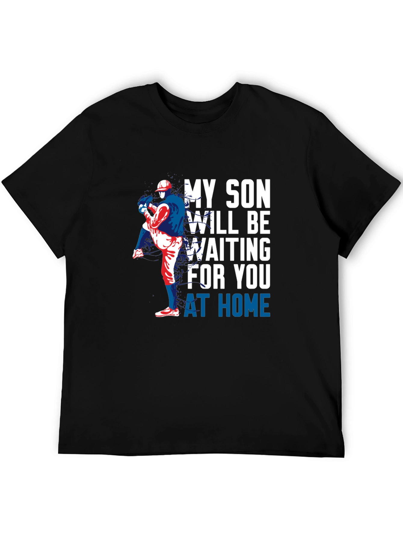 Black My Son Will Be Waiting Baseball T-Shirt view 5