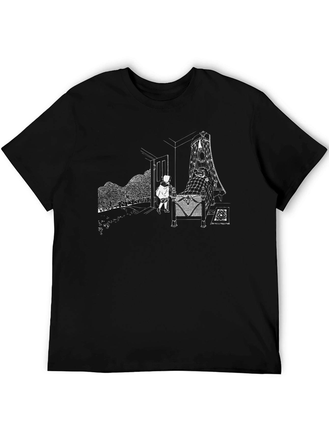 Black Eerie Storybook Scene Black T-Shirt view 5