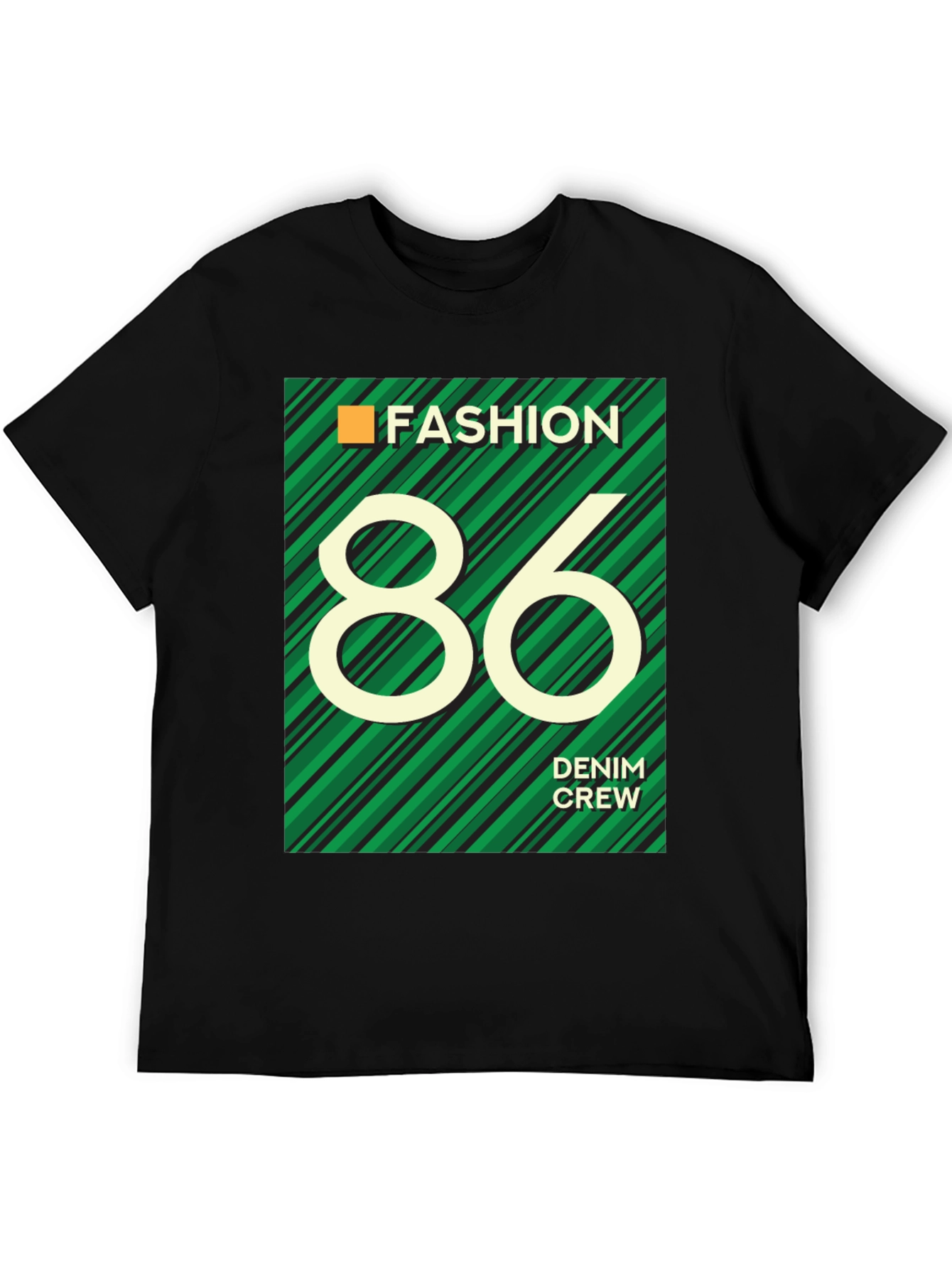 Black Fashion 86 Denim Crew Graphic T-Shirt view 5