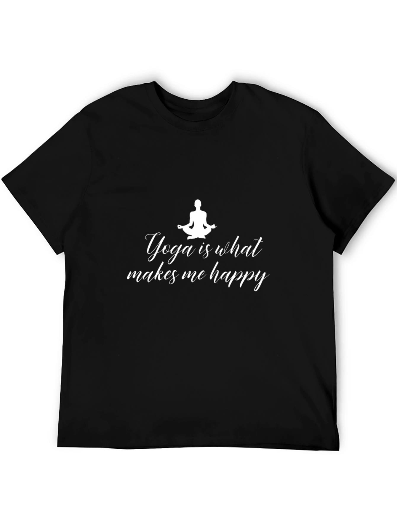 Black Yoga Makes Me Happy T-Shirt - Black Cotton Tee view 5