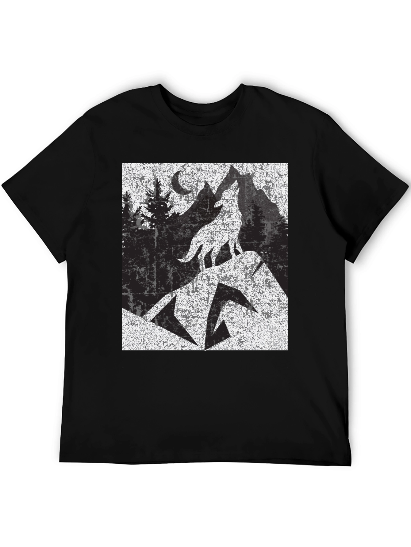 Black Wolf Howling at Moon Tee view 5