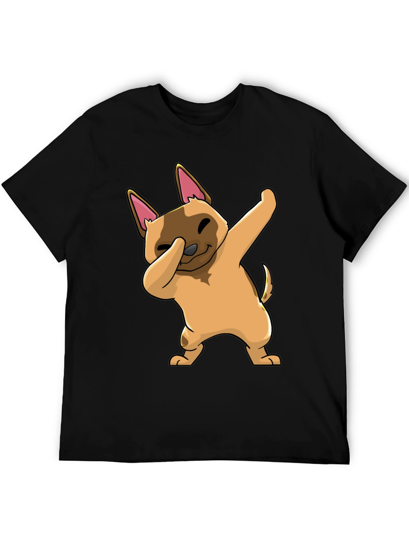 Black Dabbing Dog Graphic T-Shirt - Trendy Casual Wear view 5